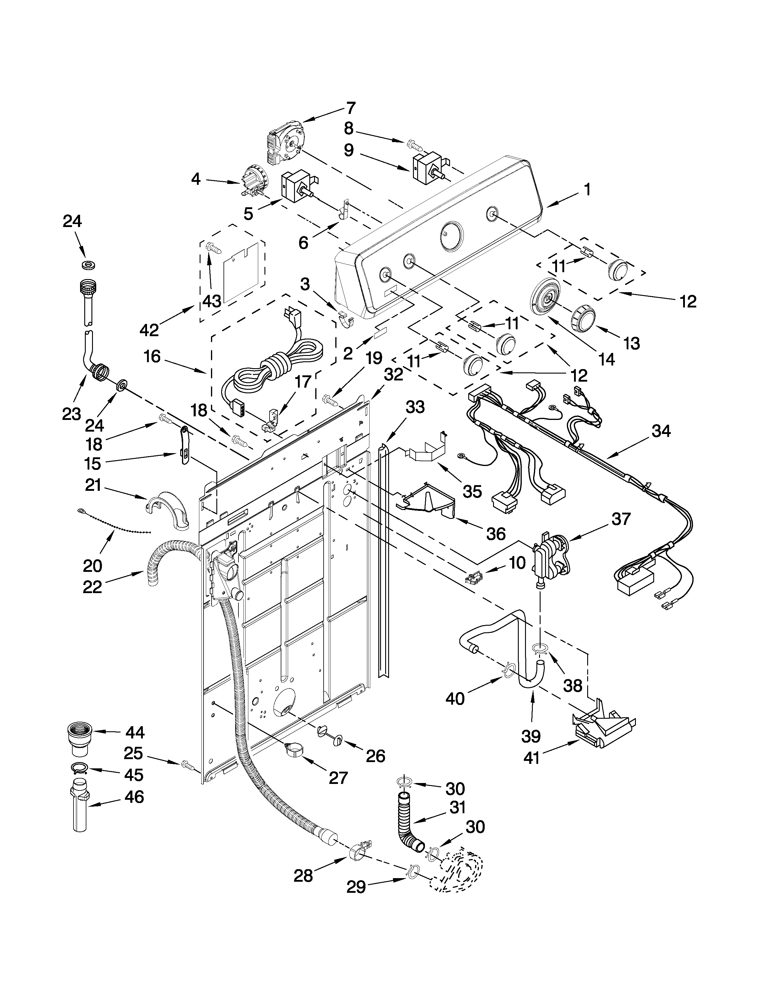 Controls and rear panel parts