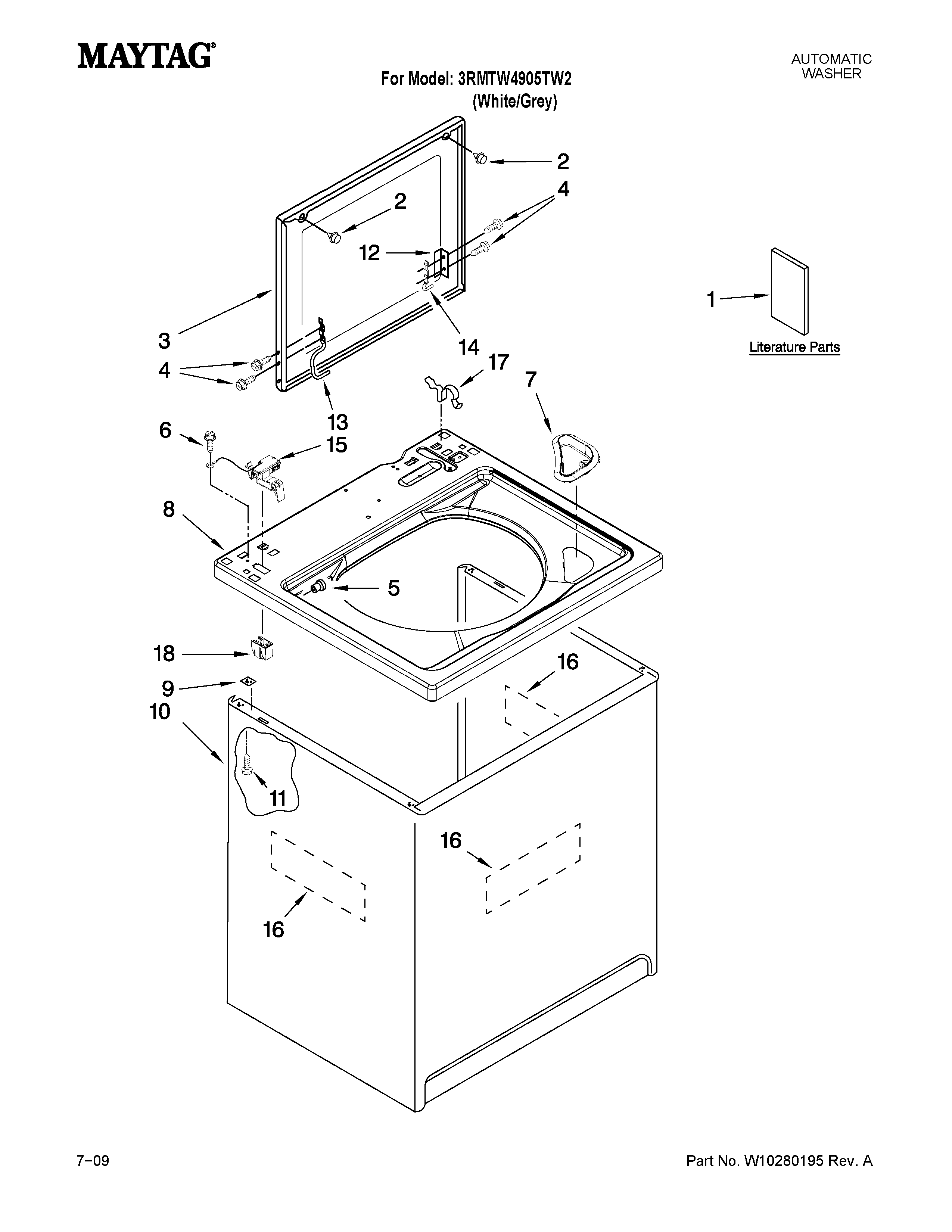 TOP AND CABINET PARTS