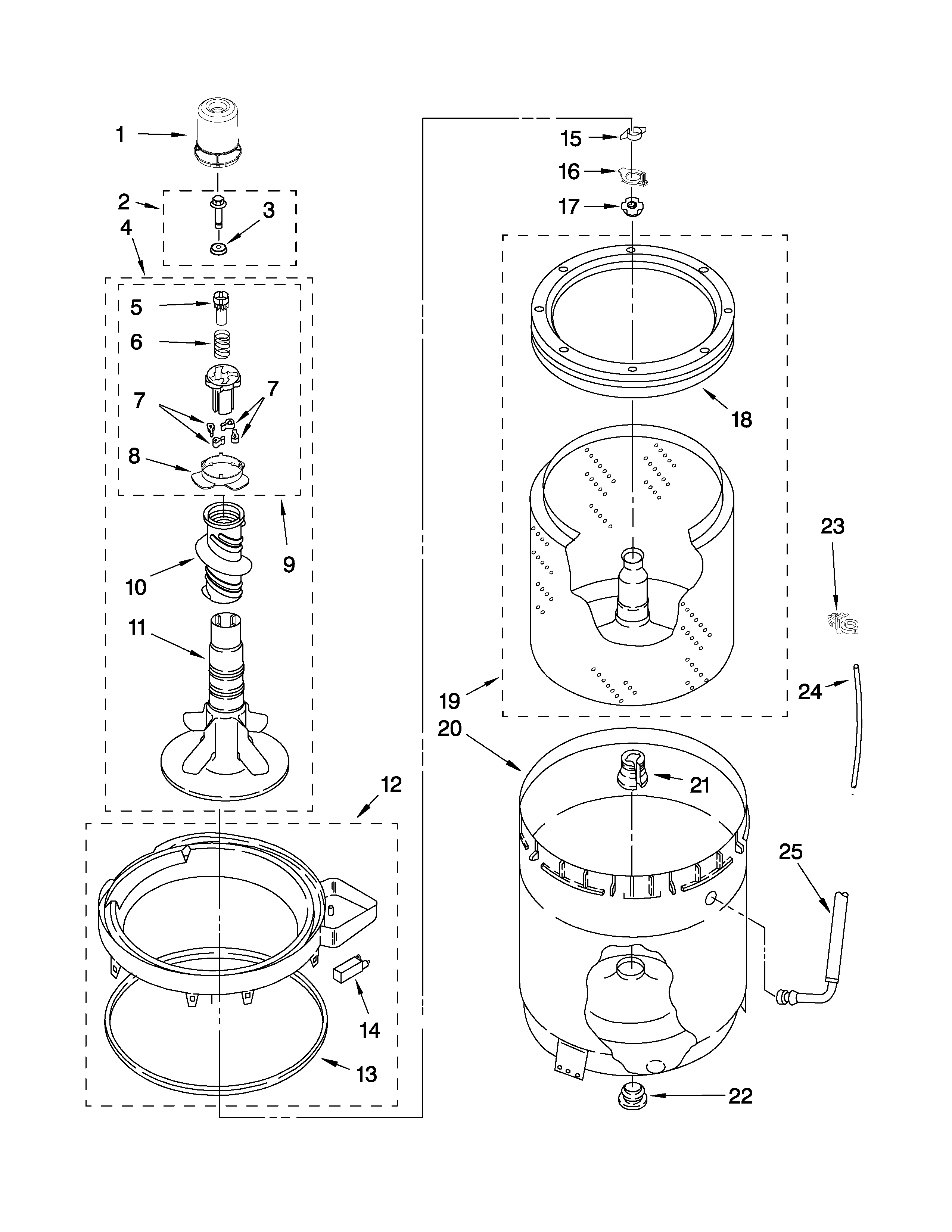 AGITATOR, BASKET AND TUB PARTS