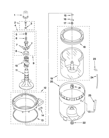 Agitator, basket and tub parts