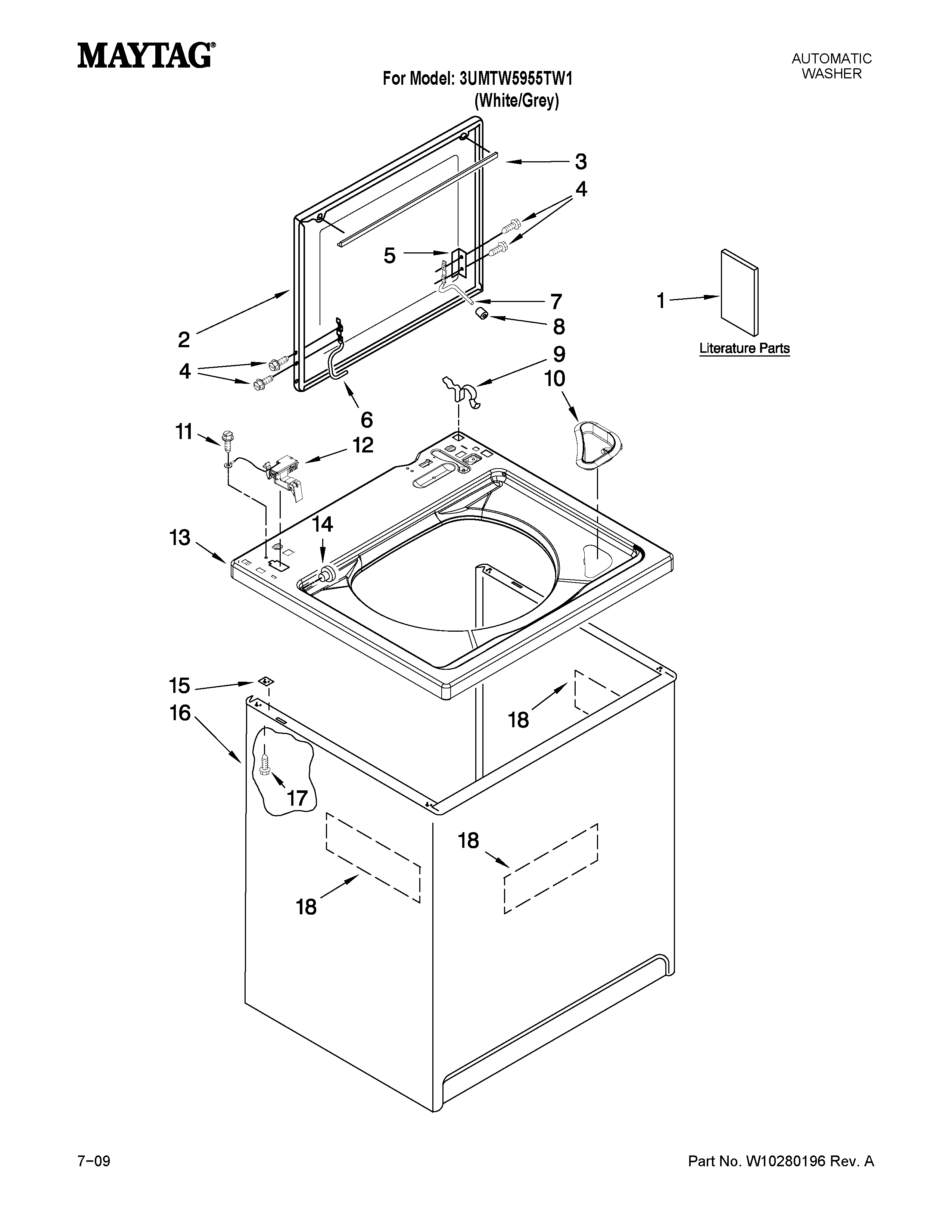 Top and cabinet parts