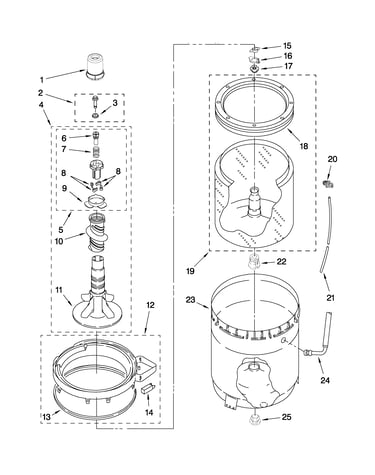 Agitator, basket and tub parts
