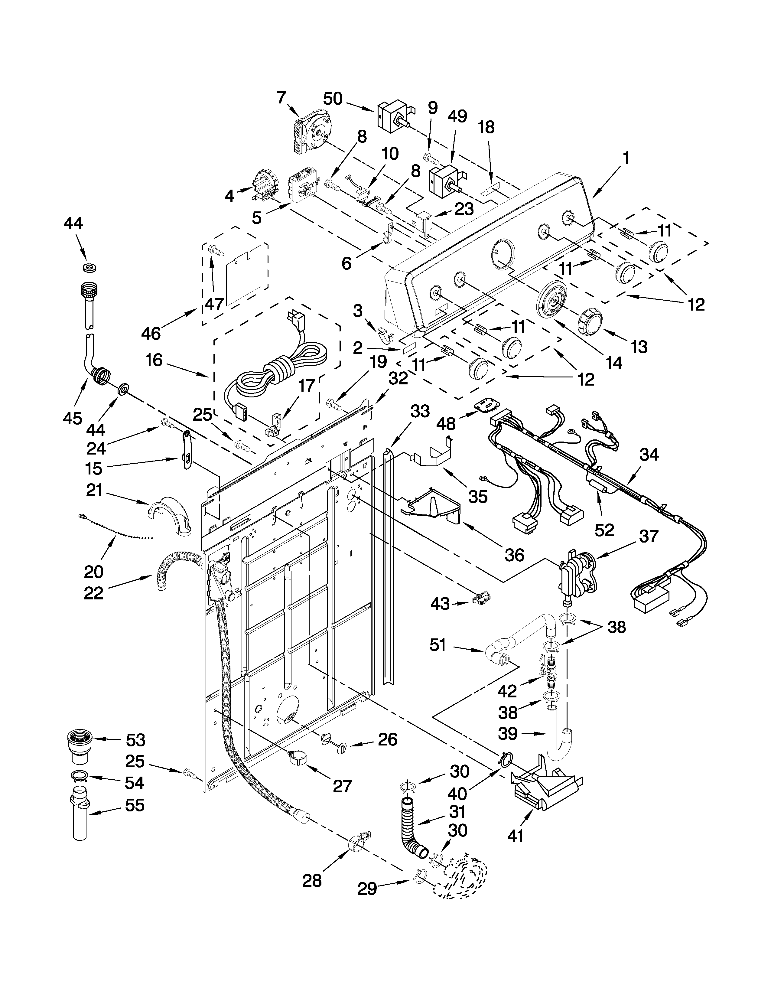 Controls and rear panel parts