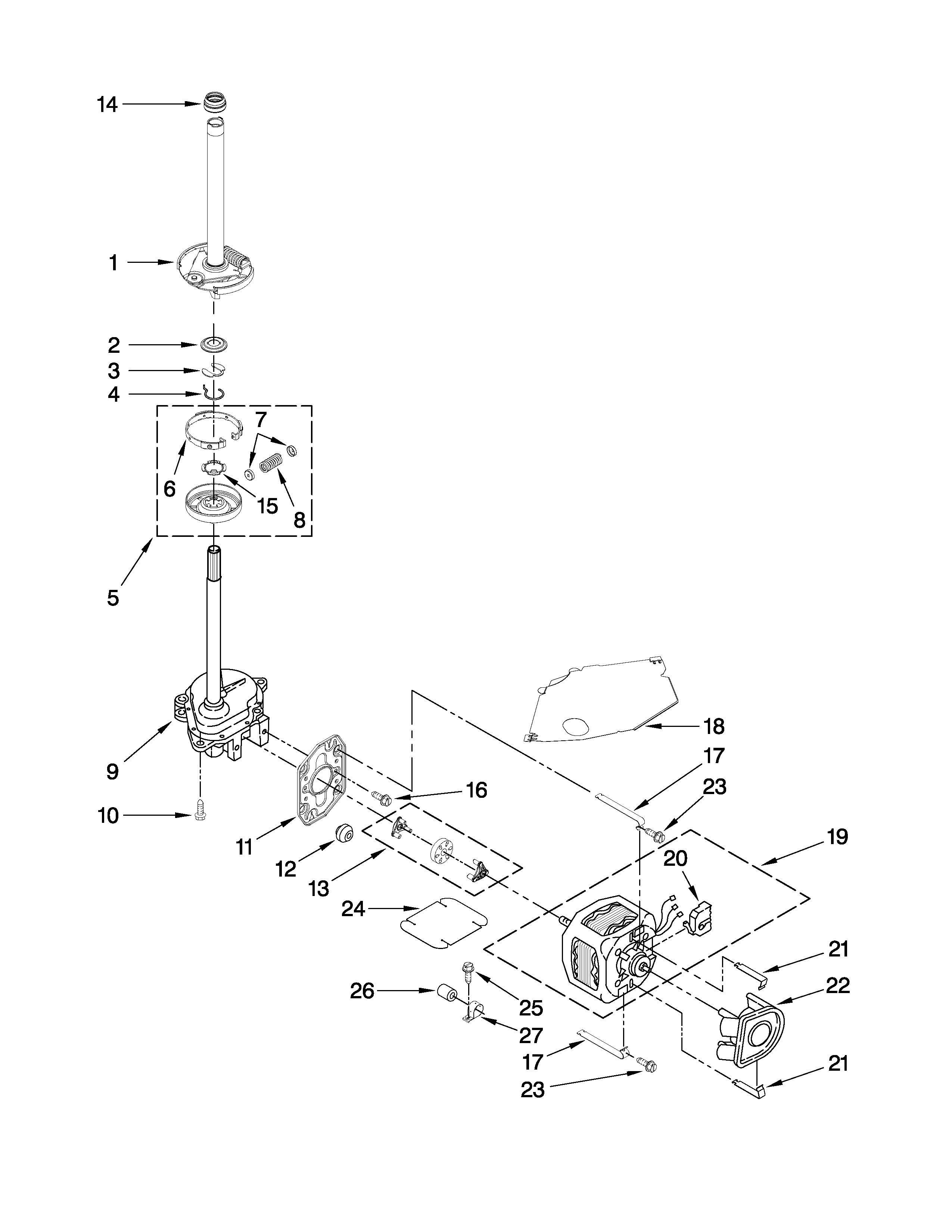 Brake, clutch, gearcase, motor and pump parts