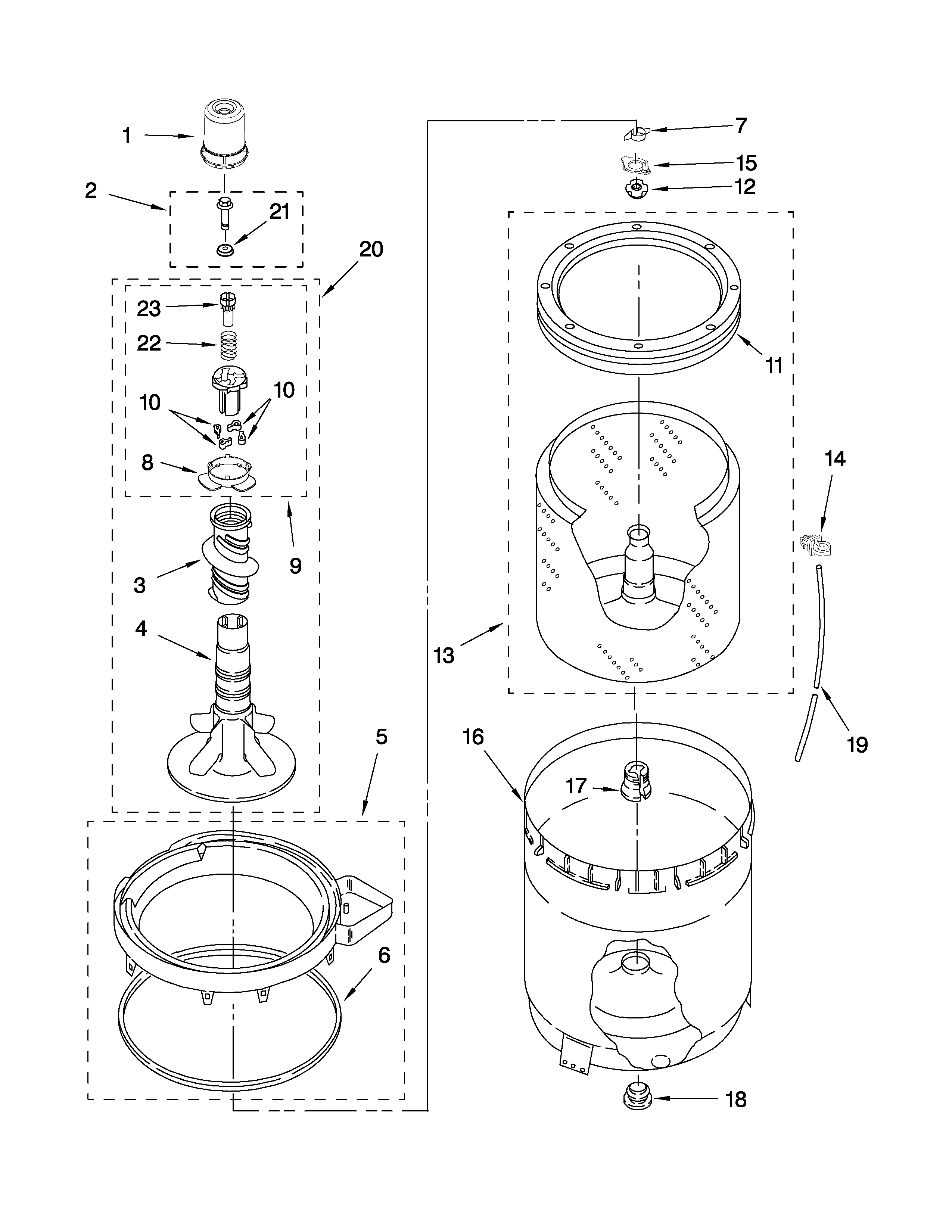 AGITATOR, BASKET AND TUB PARTS