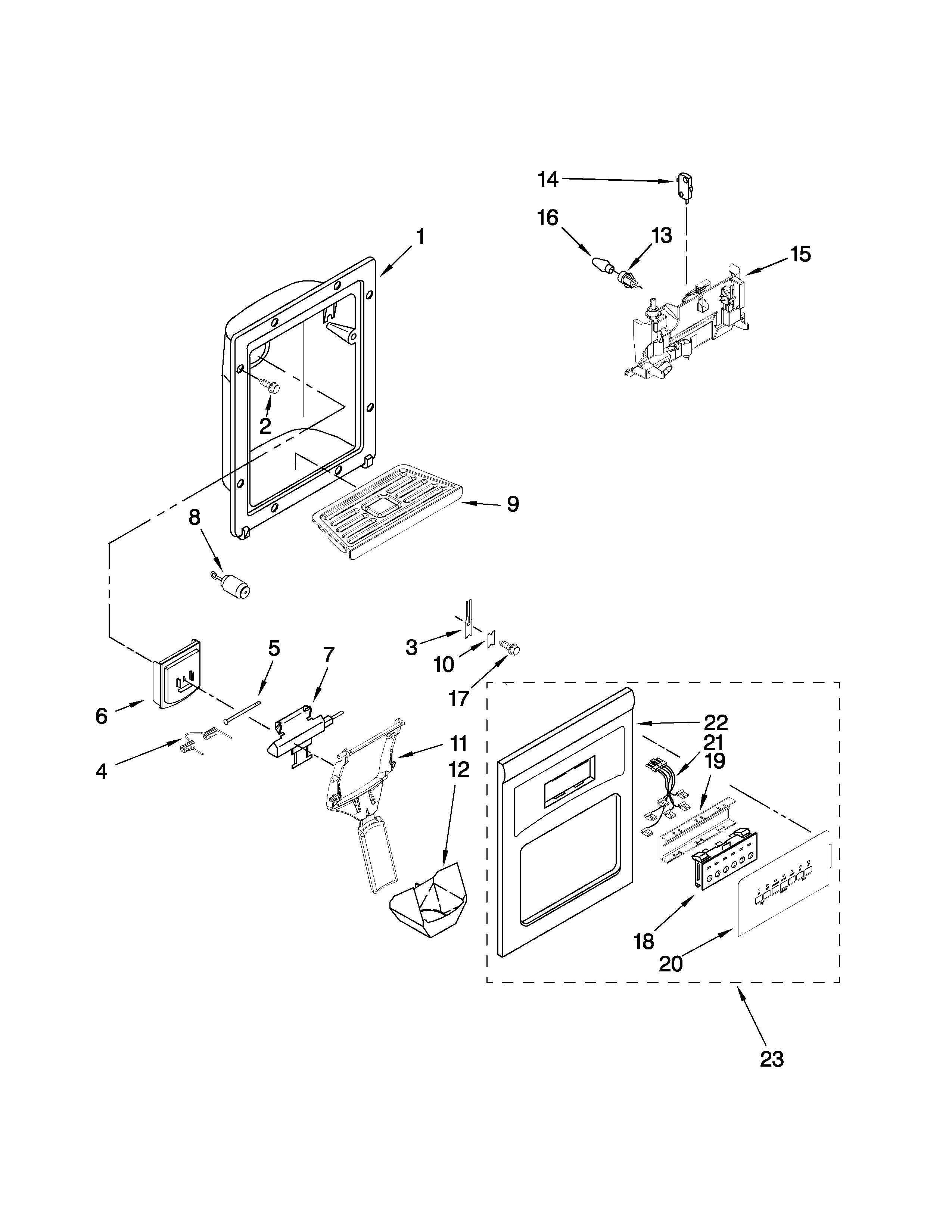 Dispenser front parts