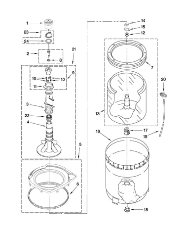 Agitator, basket and tub parts