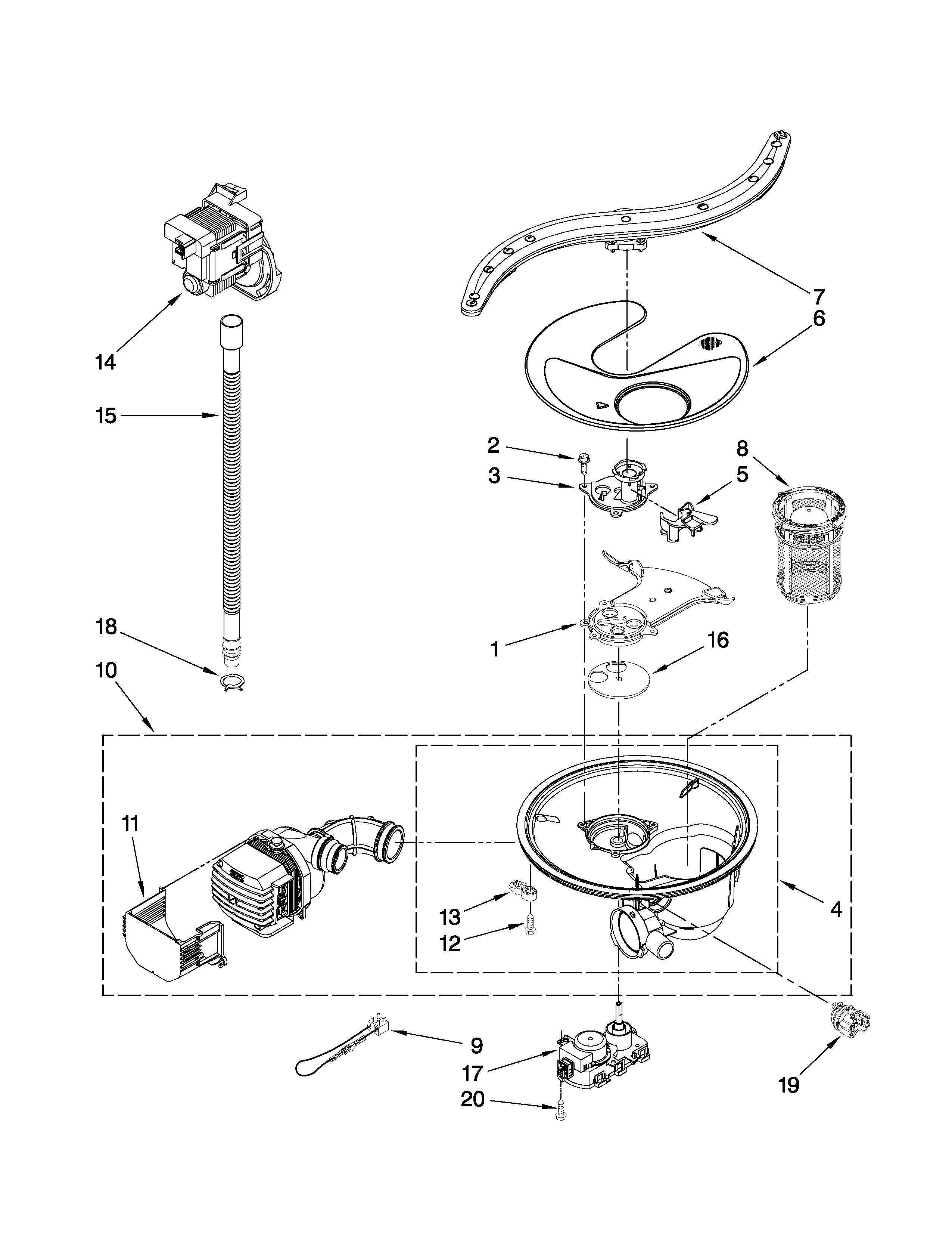 PUMP, WASHARM AND MOTOR PARTS