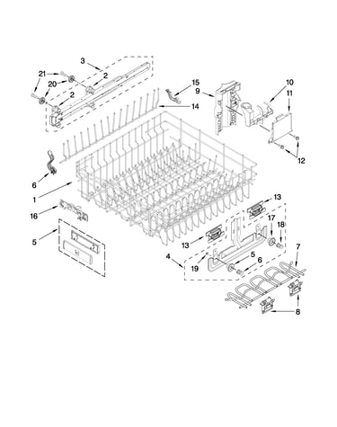 Upper rack and track parts