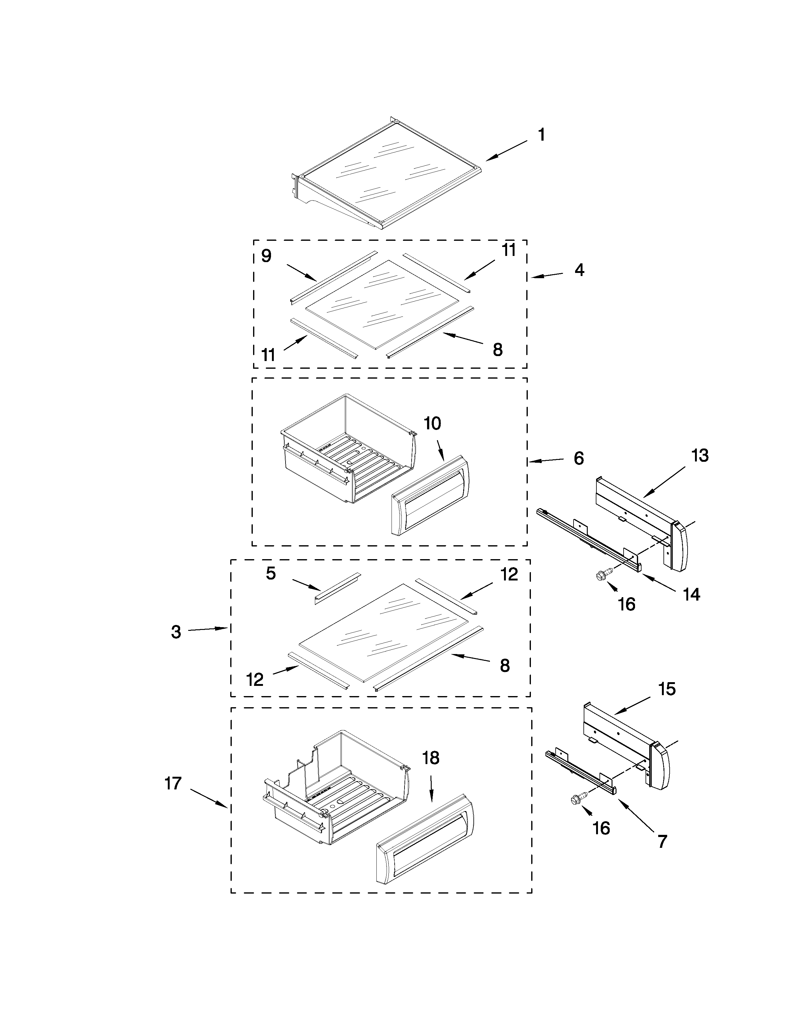 Refrigerator shelf parts