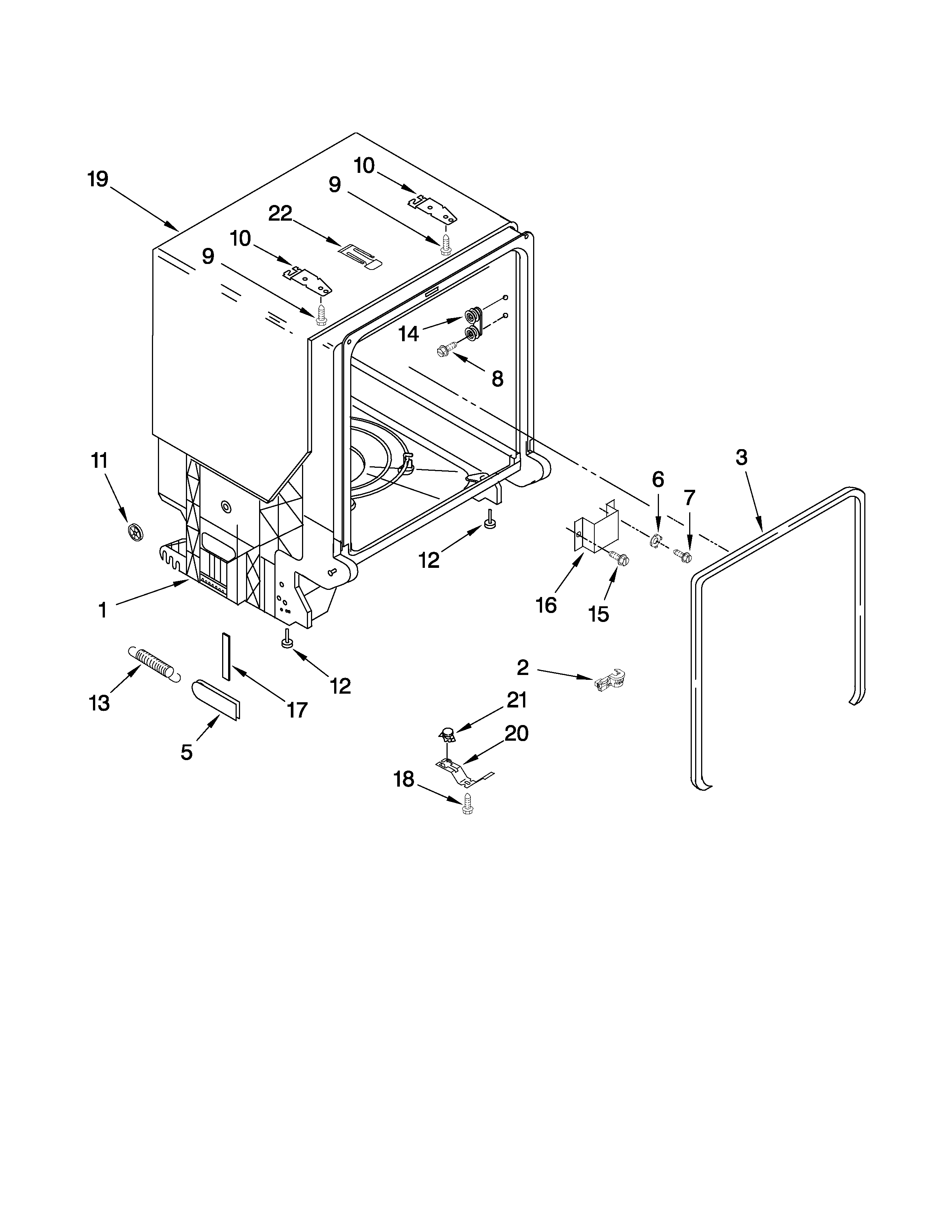 TUB AND FRAME PARTS