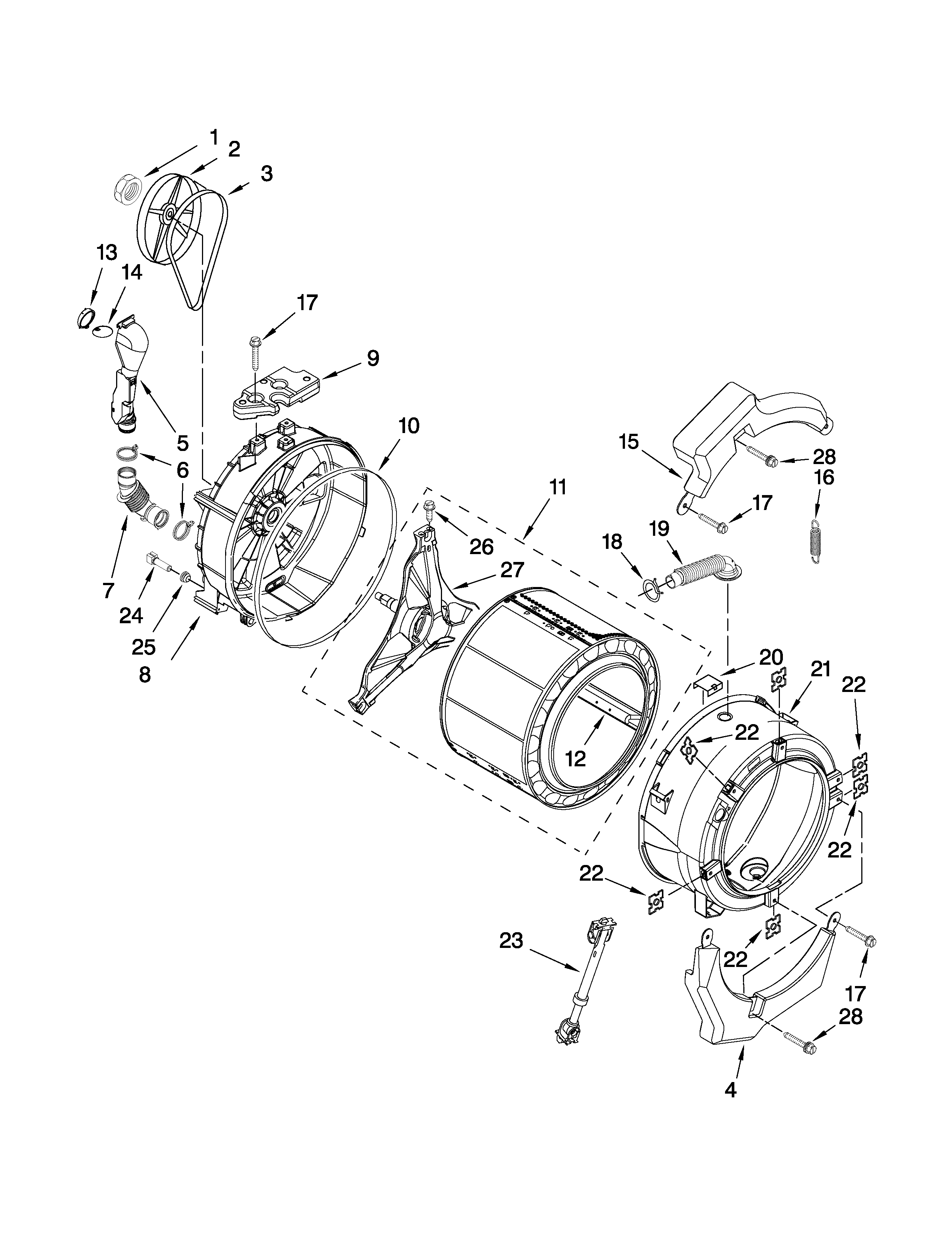 Tub and basket parts