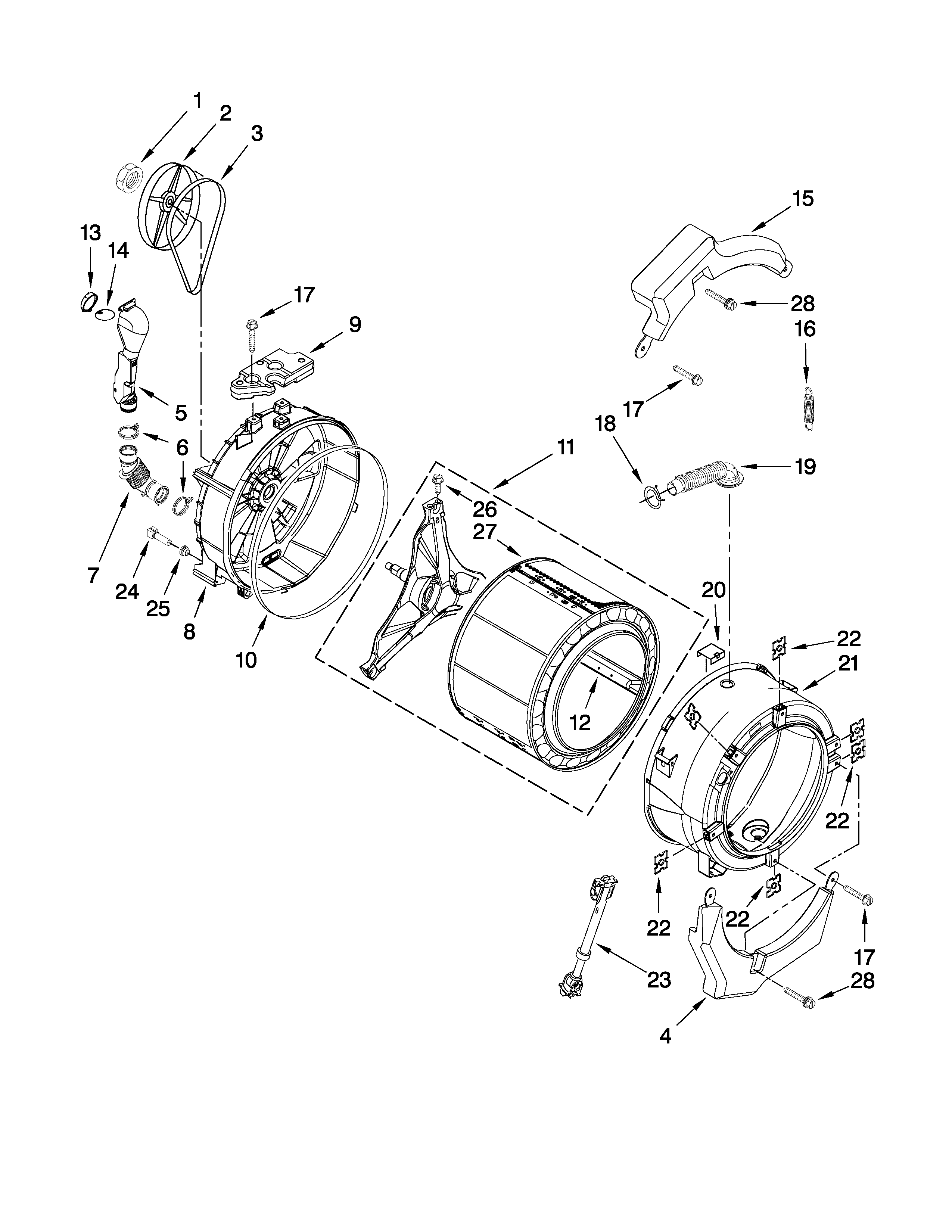 Tub and basket parts