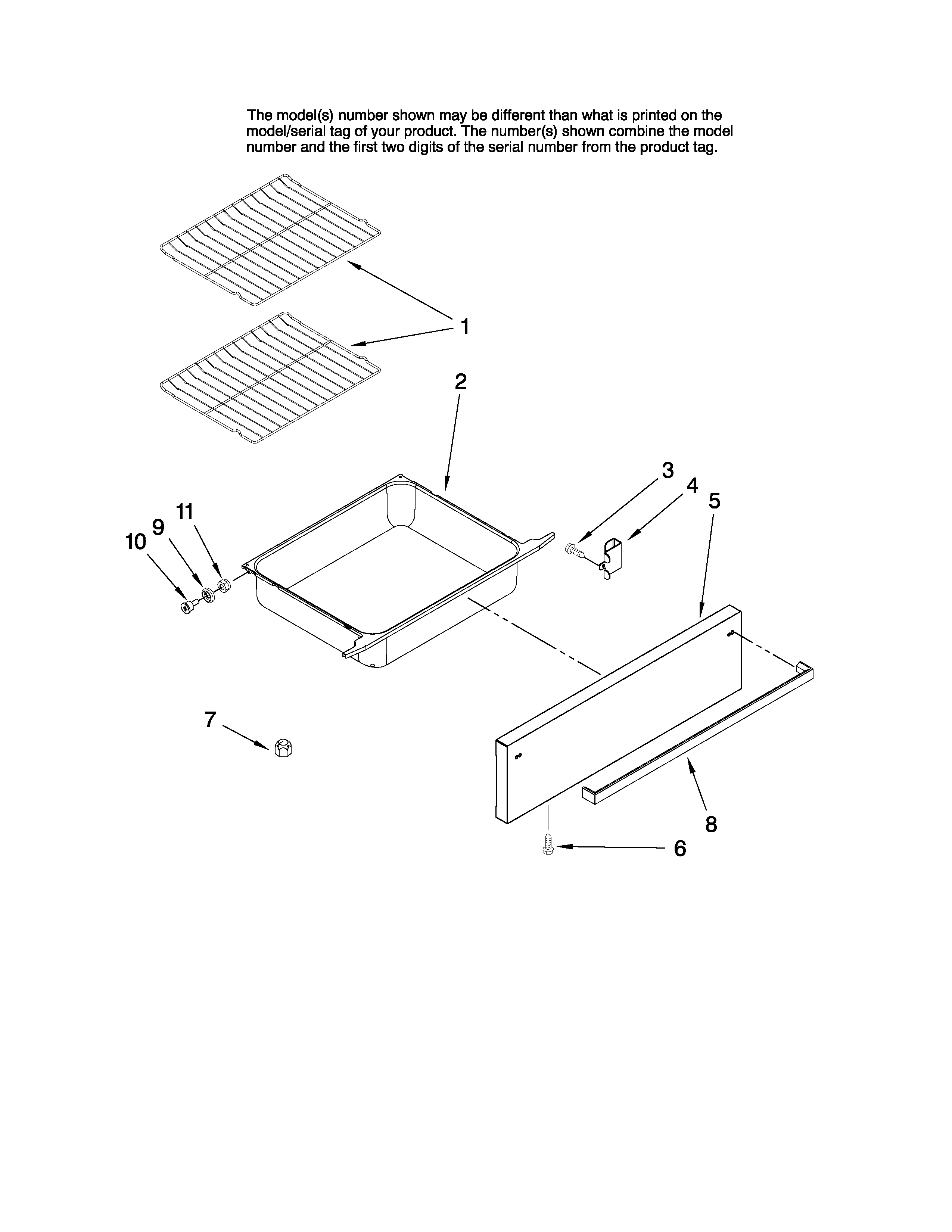 Drawer and rack parts