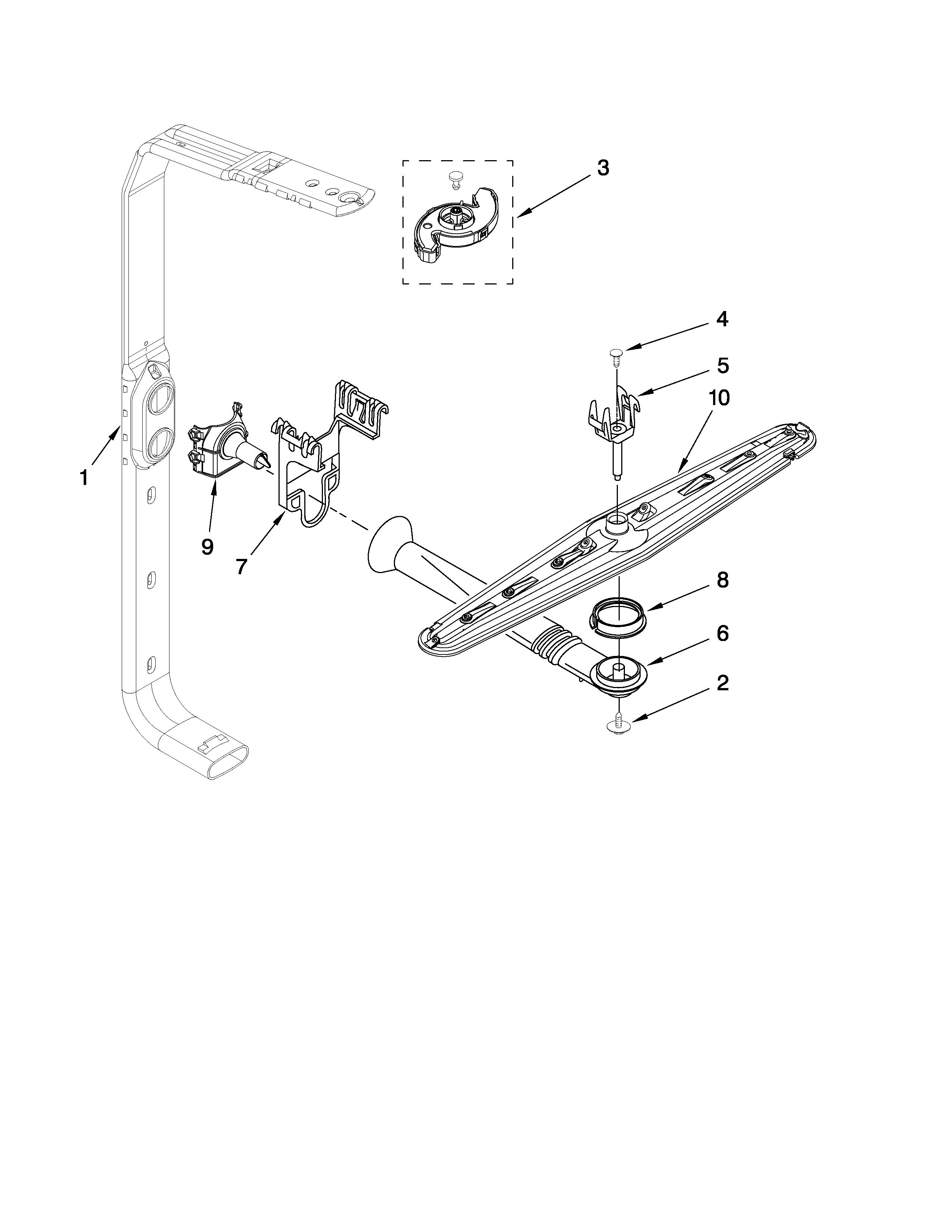 Upper wash and rinse parts