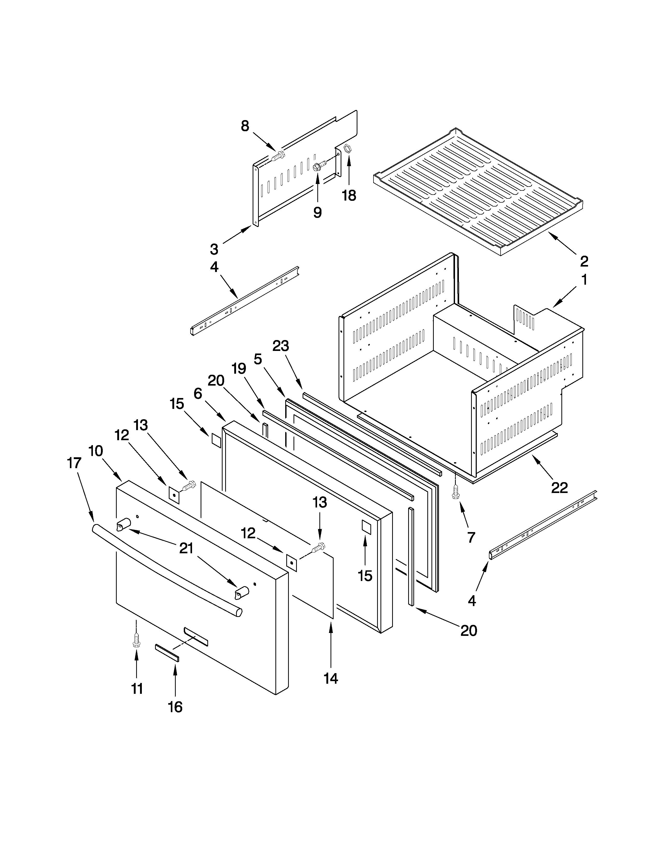 Lower drawer parts