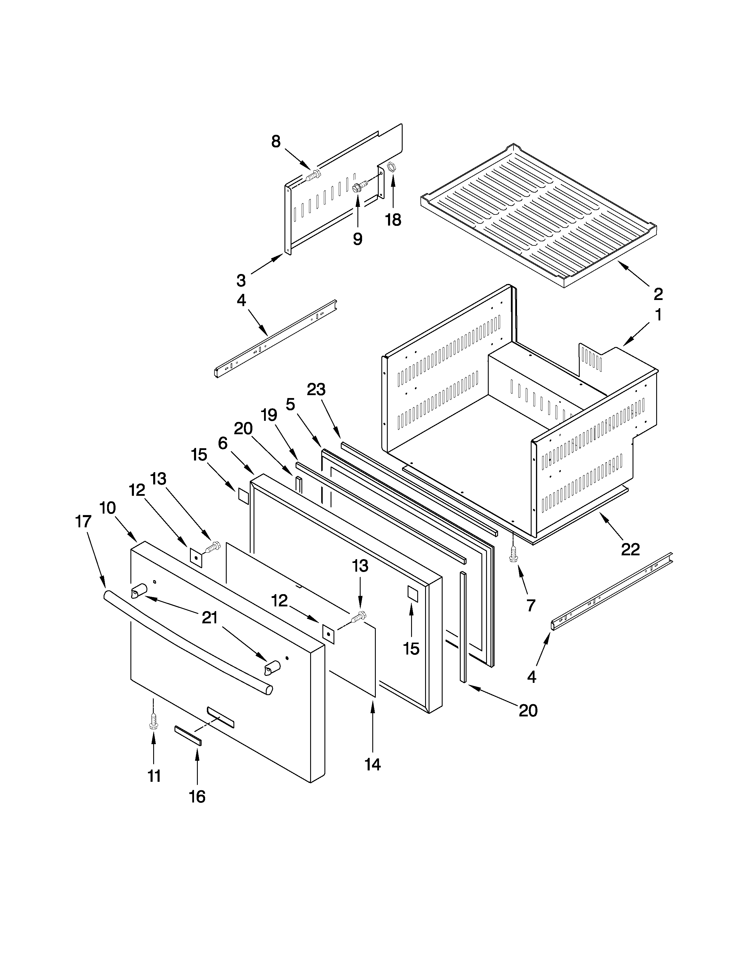 Lower drawer parts