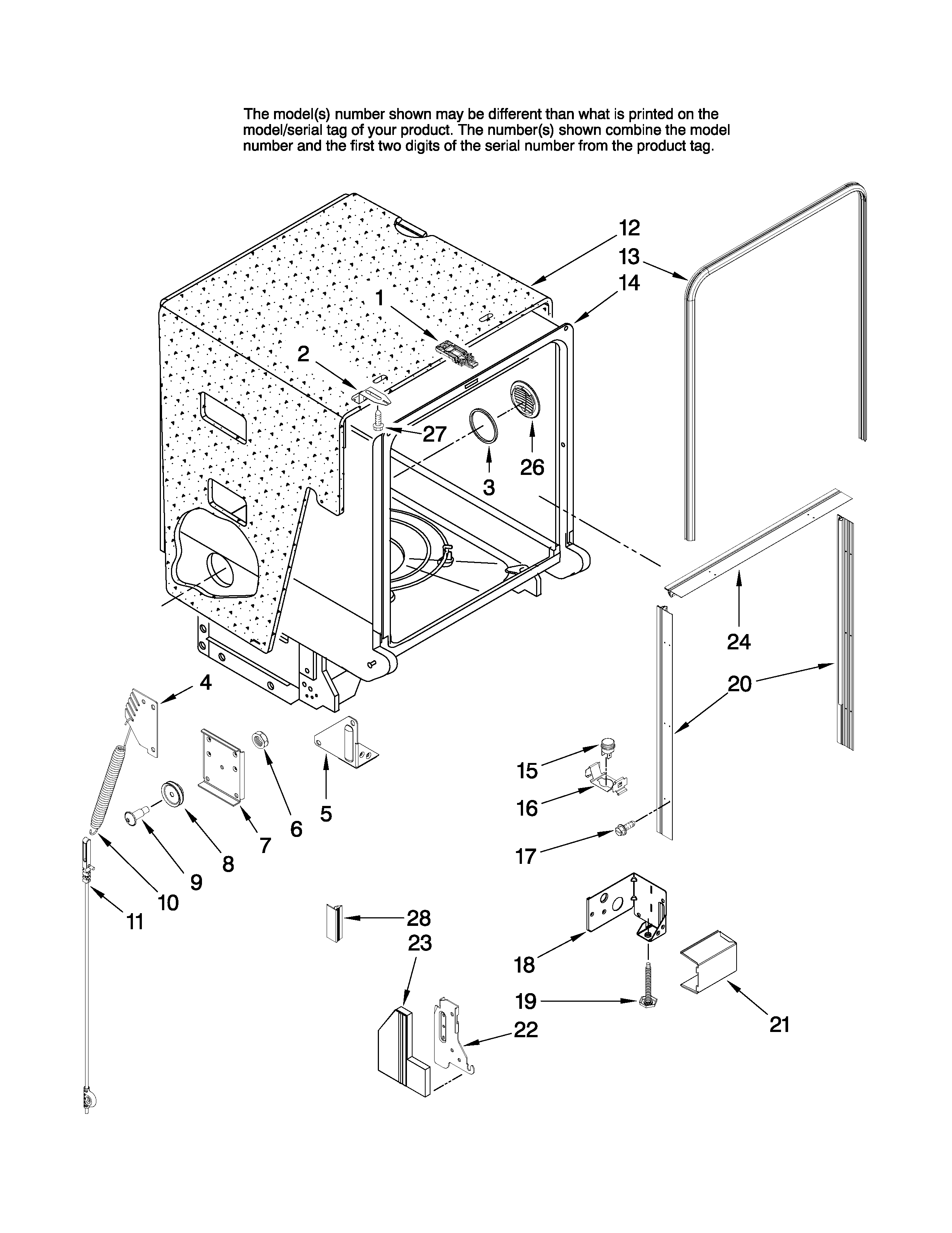 Tub and frame parts