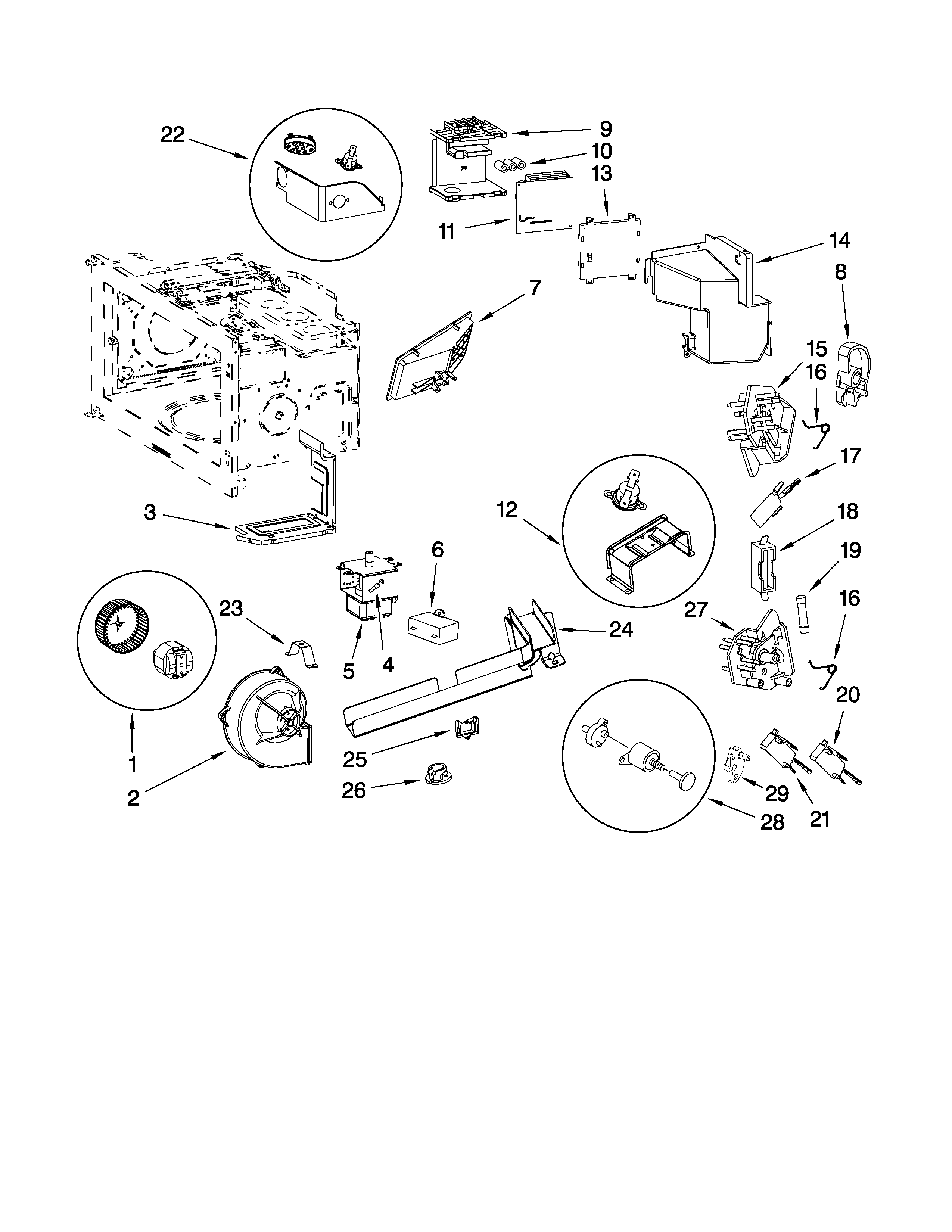 Interior and air flow parts