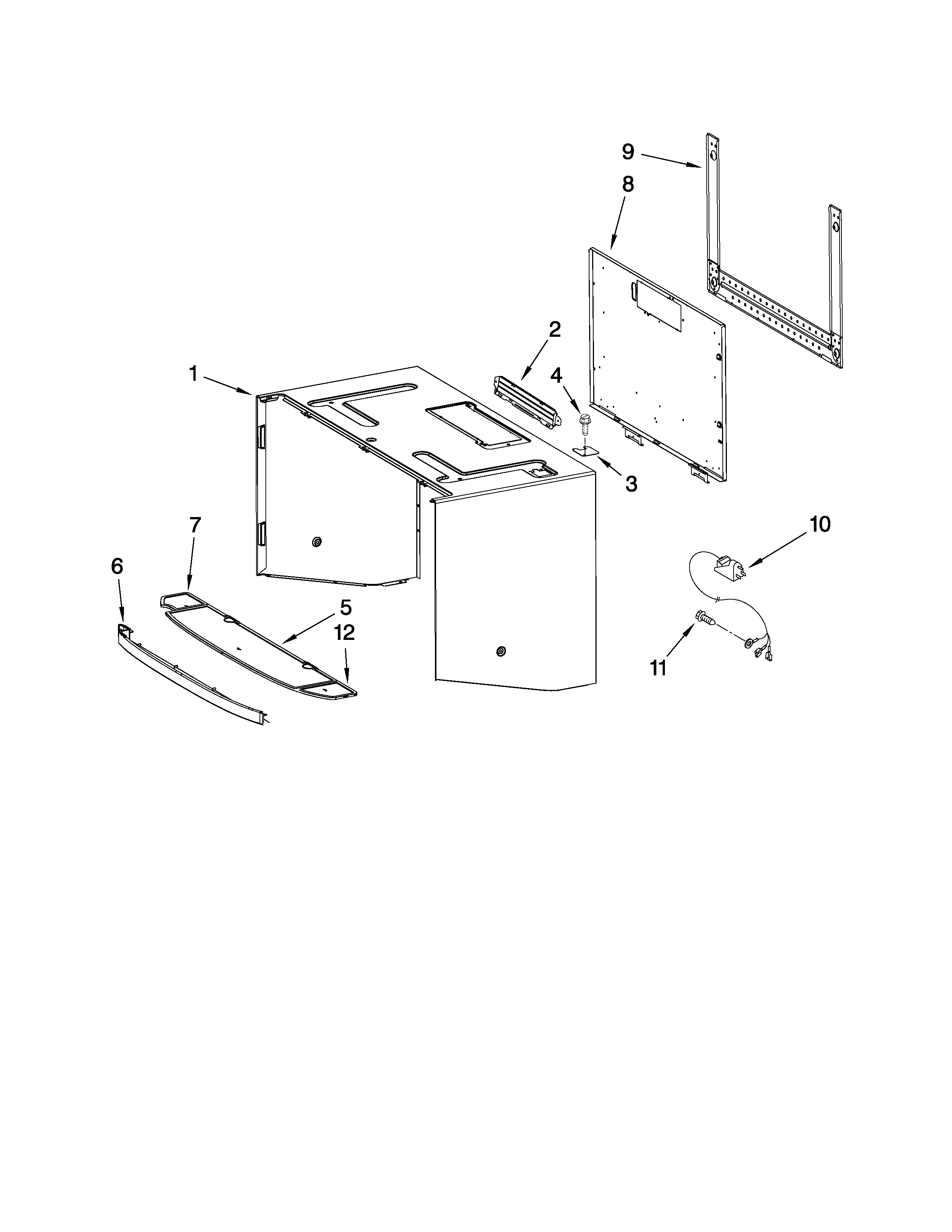 Cabinet and installation parts