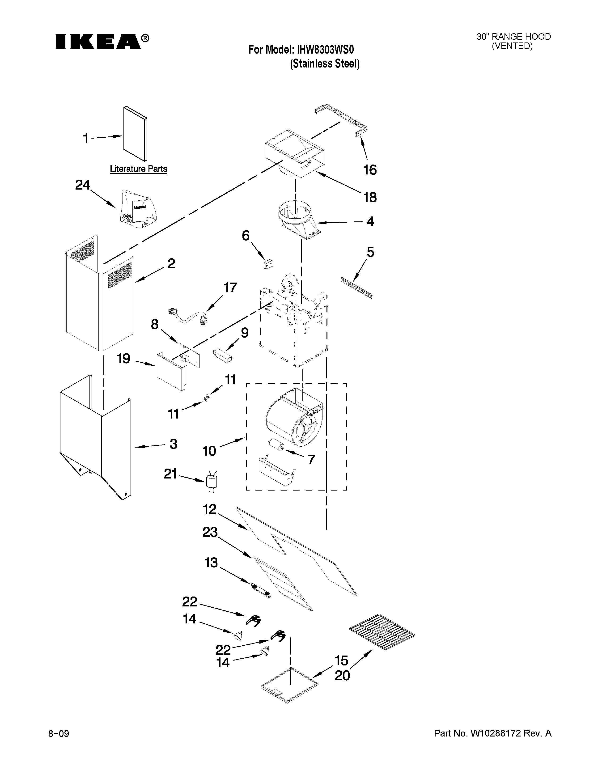Range hood parts