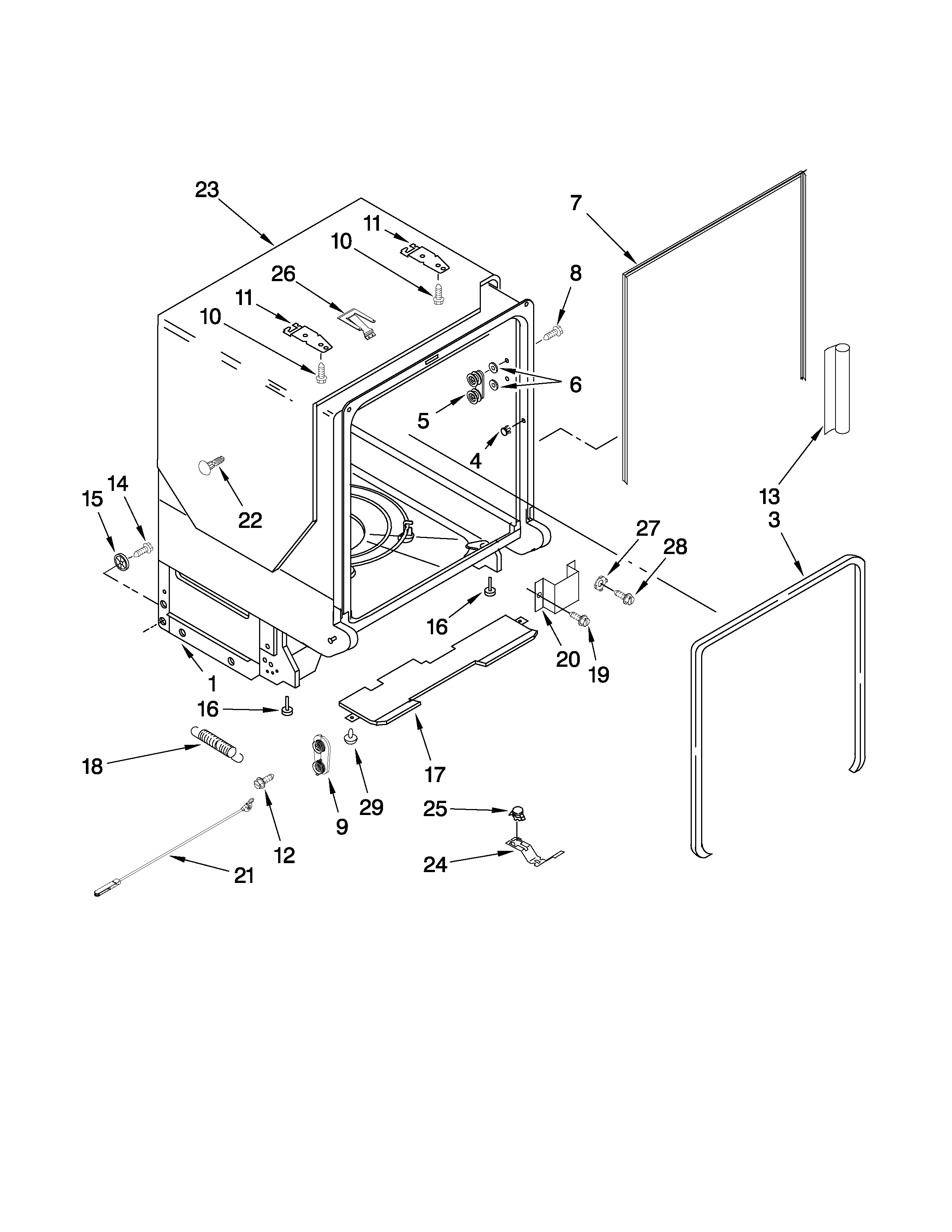 Tub and frame parts