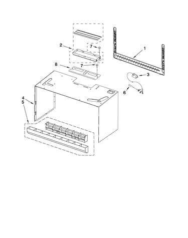 Cabinet and installation parts