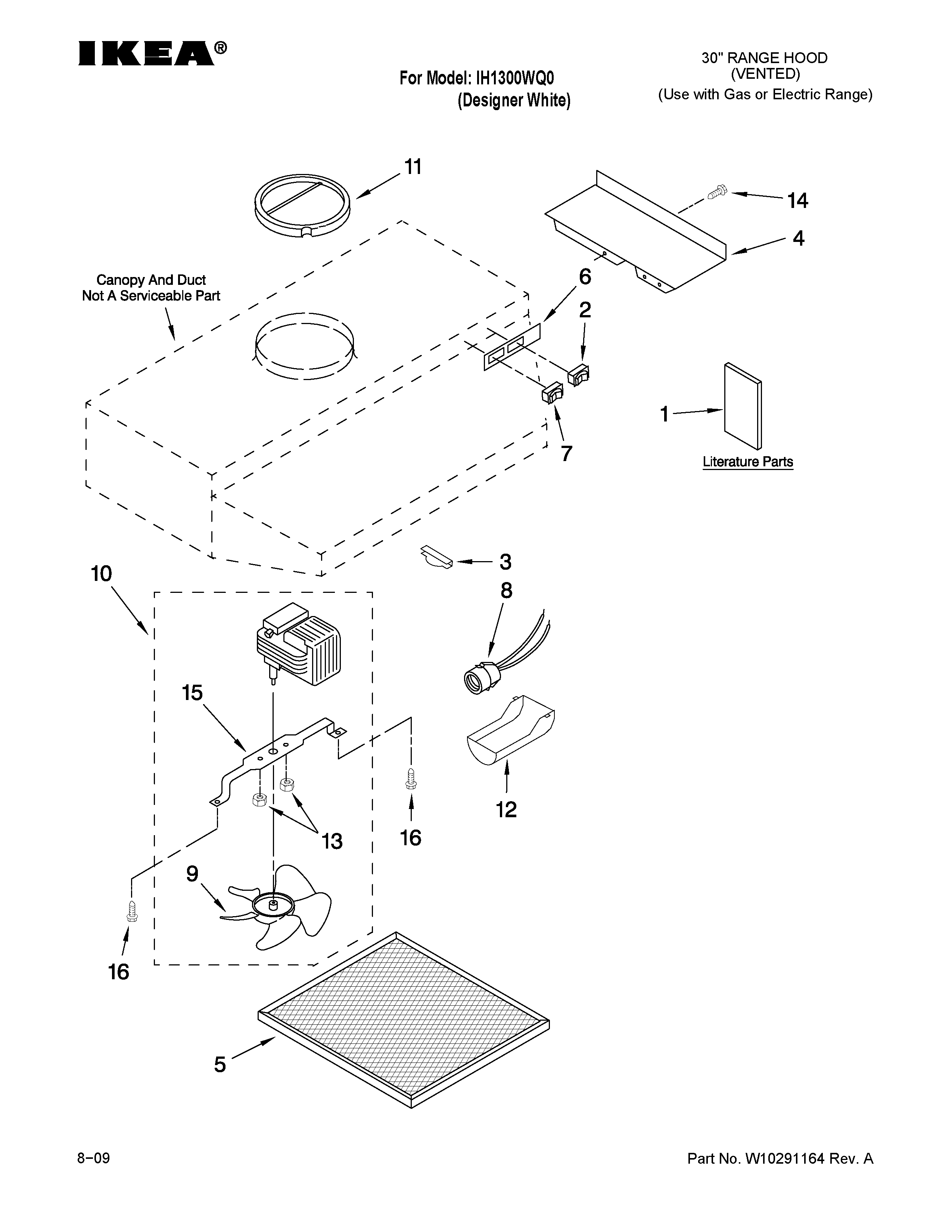 RANGE HOOD PARTS