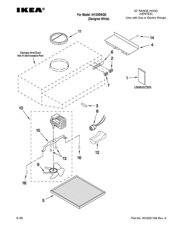 Range hood parts