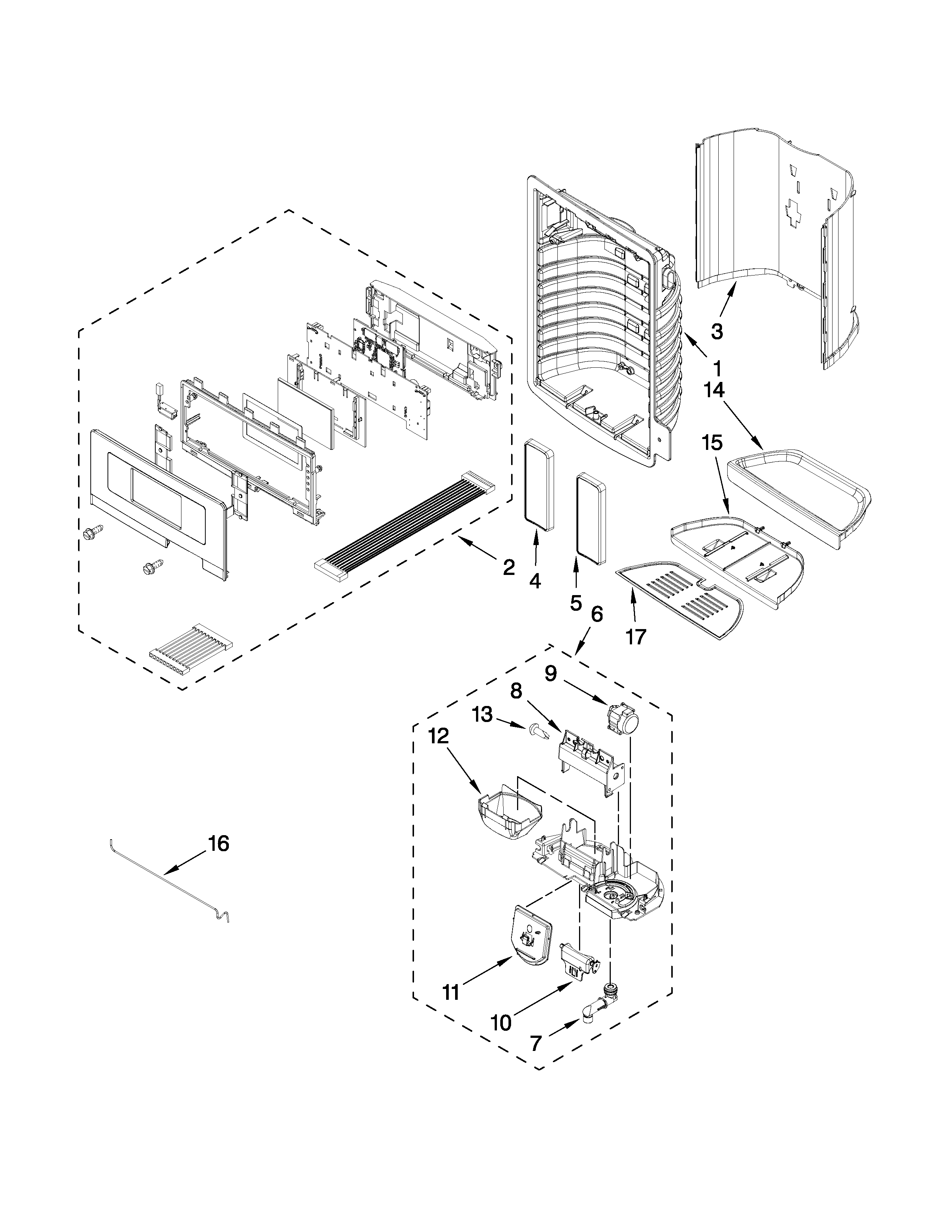 Dispenser front parts