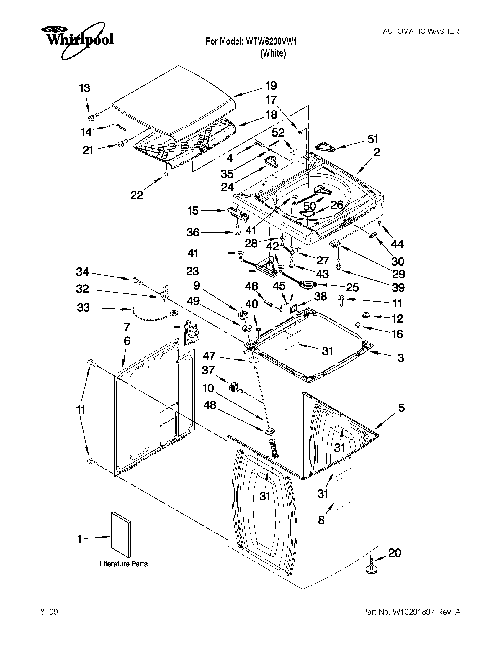 Top and cabinet parts