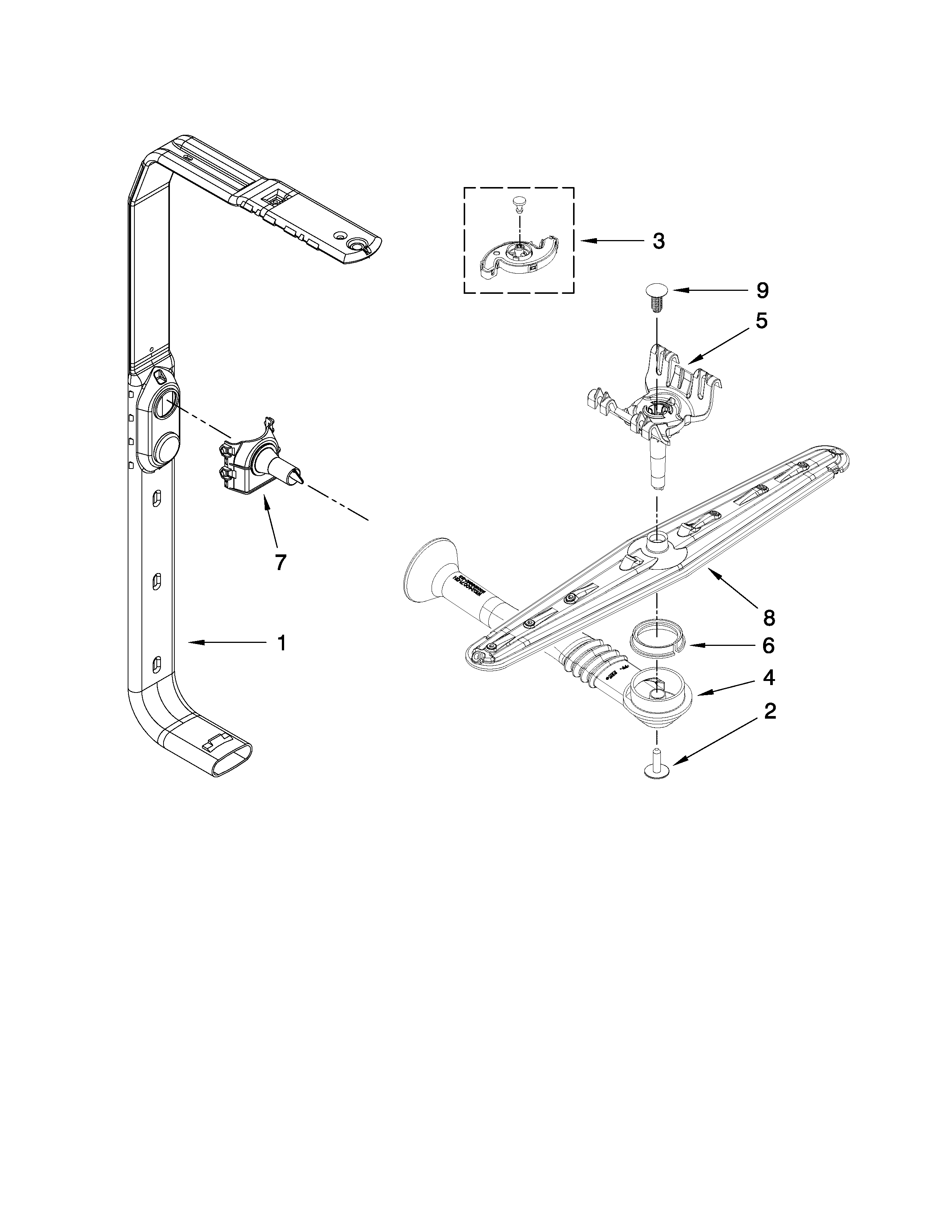 Upper wash and rinse parts
