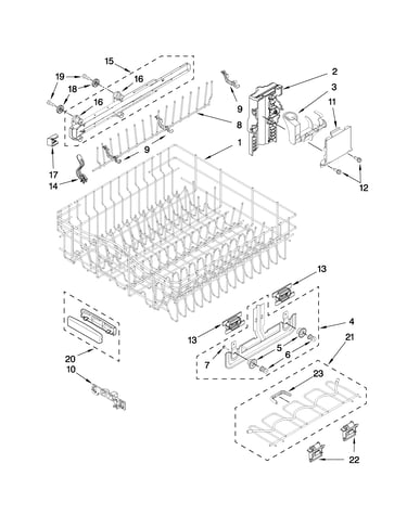 Upper rack and track parts