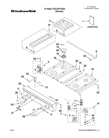 Cooktop, burner and grate parts