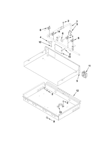 Burner box, gas valves, and switches