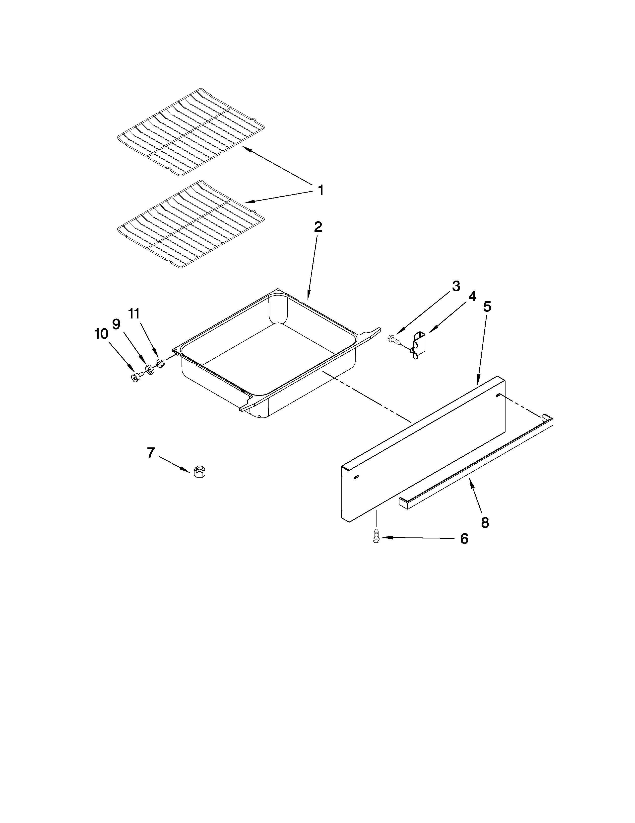 Drawer and rack parts