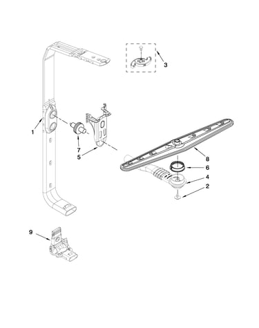 Upper wash and rinse parts