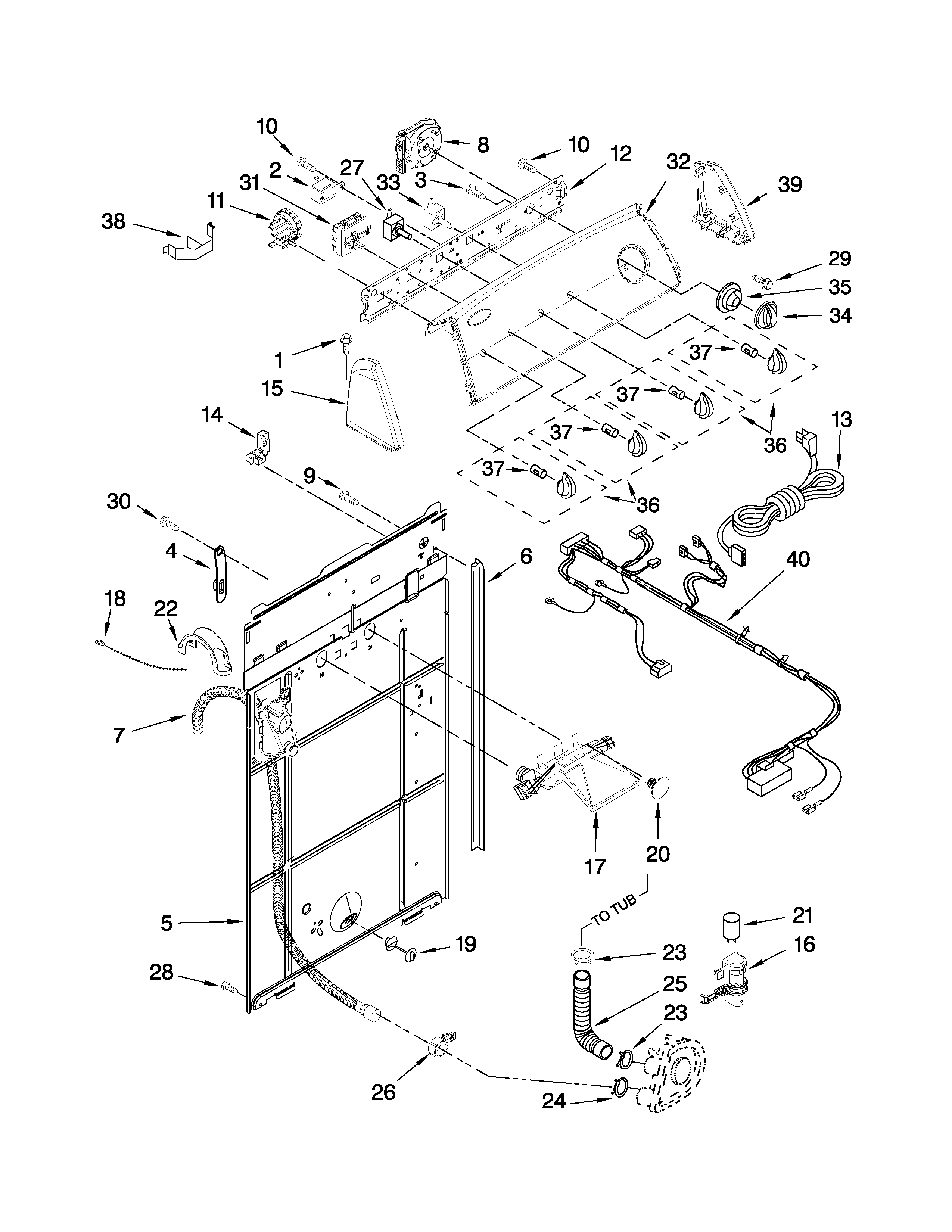 Controls and rear panel parts