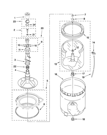 Agitator, basket and tub parts