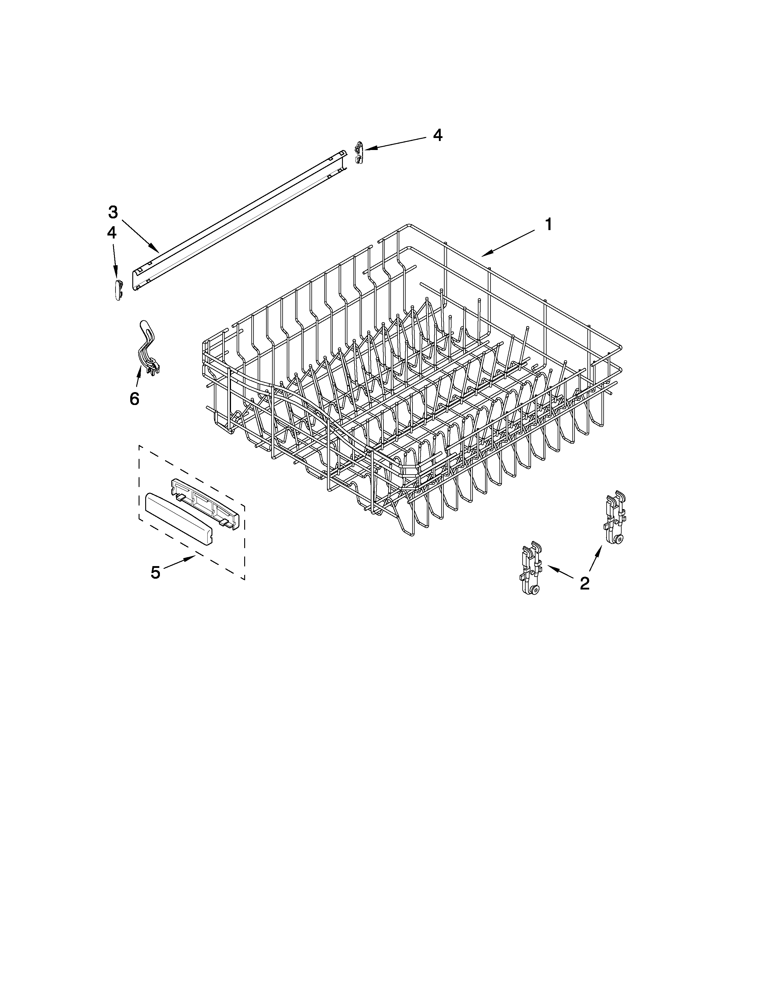 Upper rack and track parts