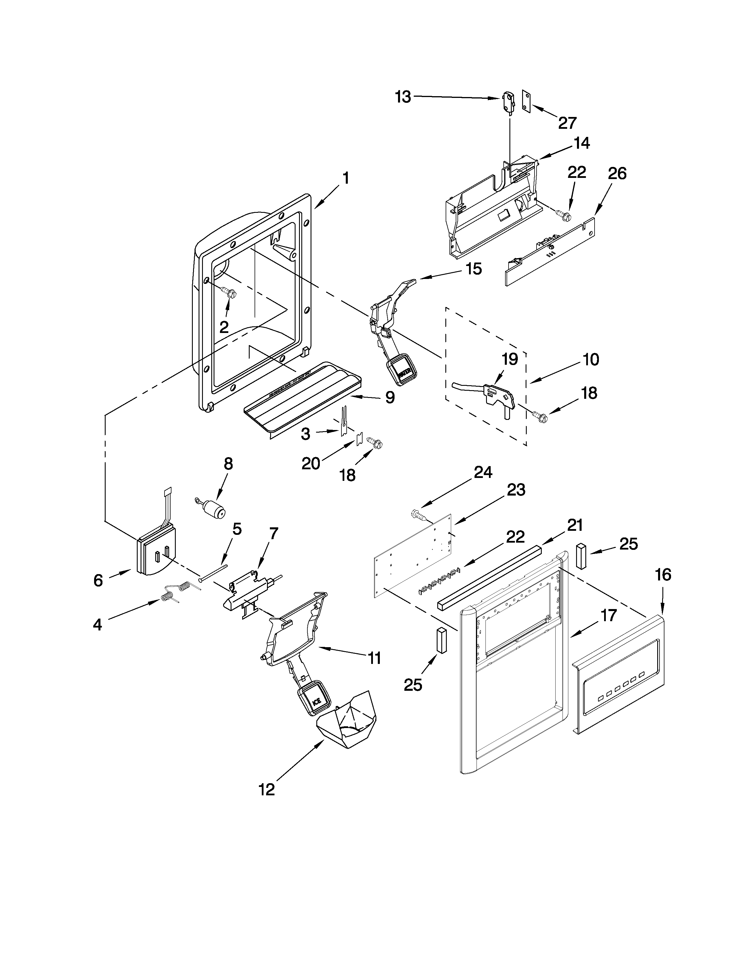 Dispenser front parts