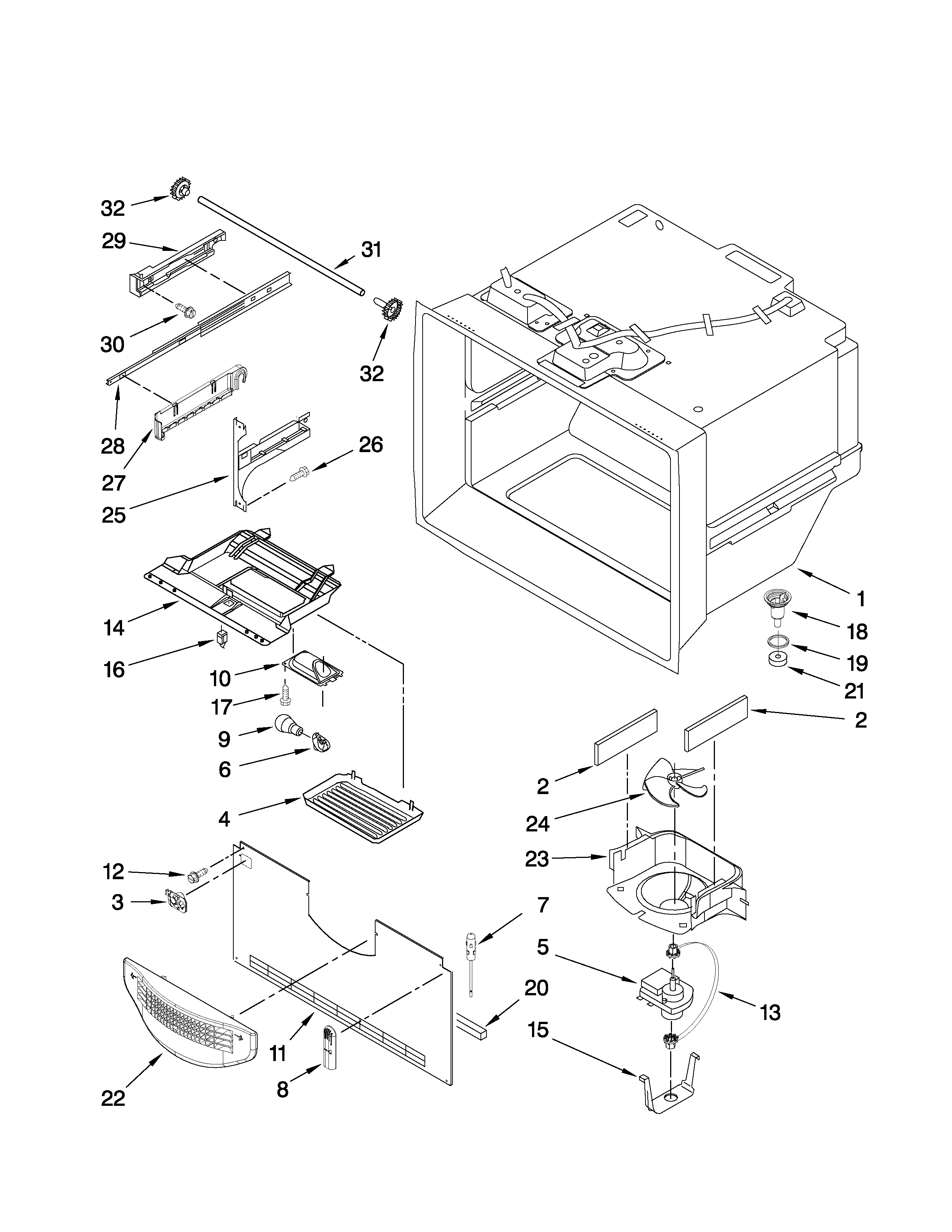Freezer liner parts