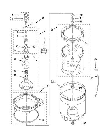 Agitator, basket and tub parts