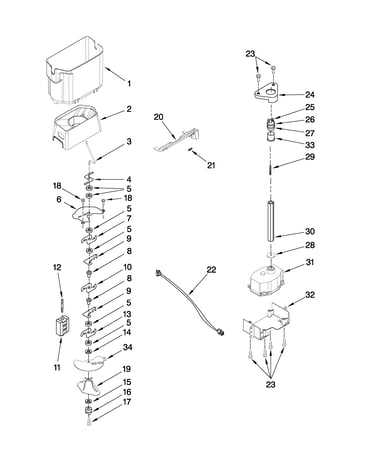 Motor and ice container parts