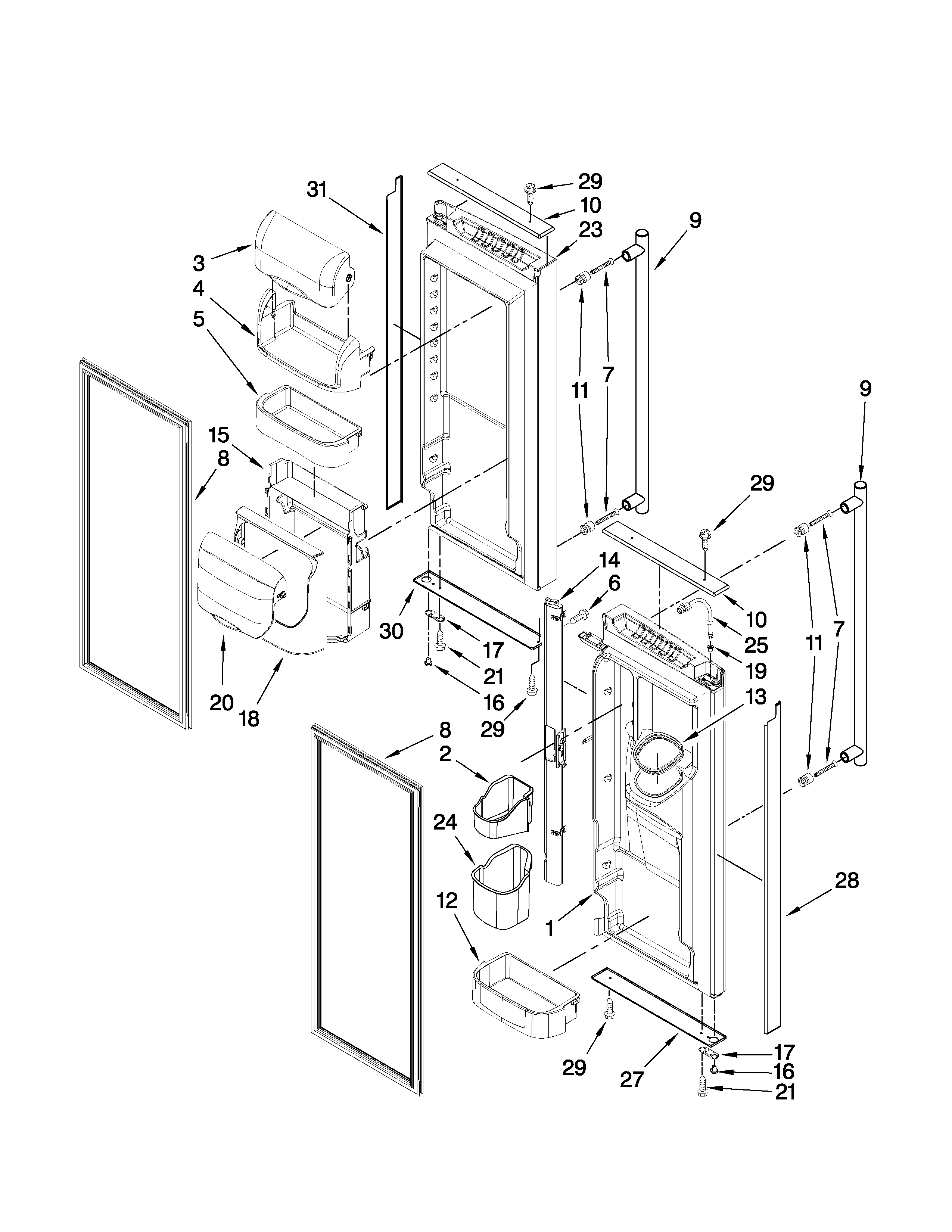 Refrigerator door parts
