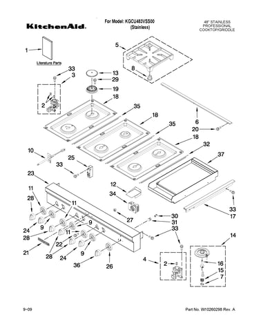 Cooktop, burner and grate parts