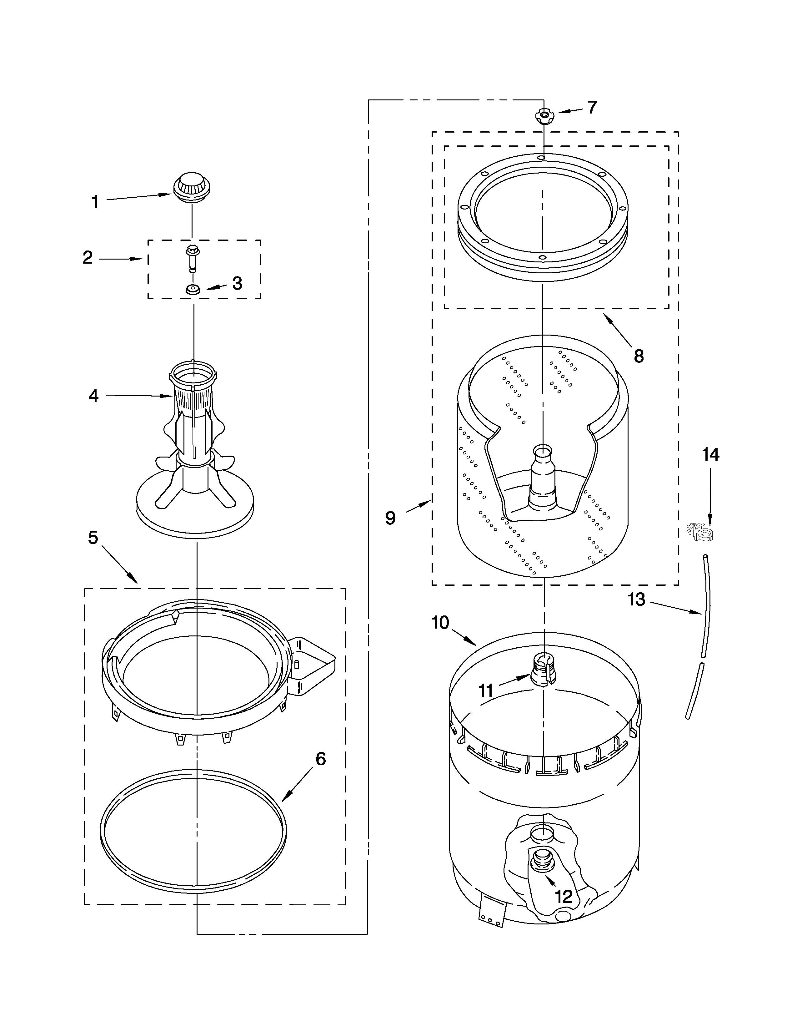 Agitator, basket and tub parts