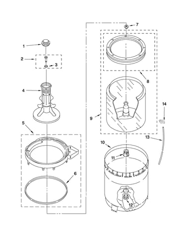 Agitator, basket and tub parts