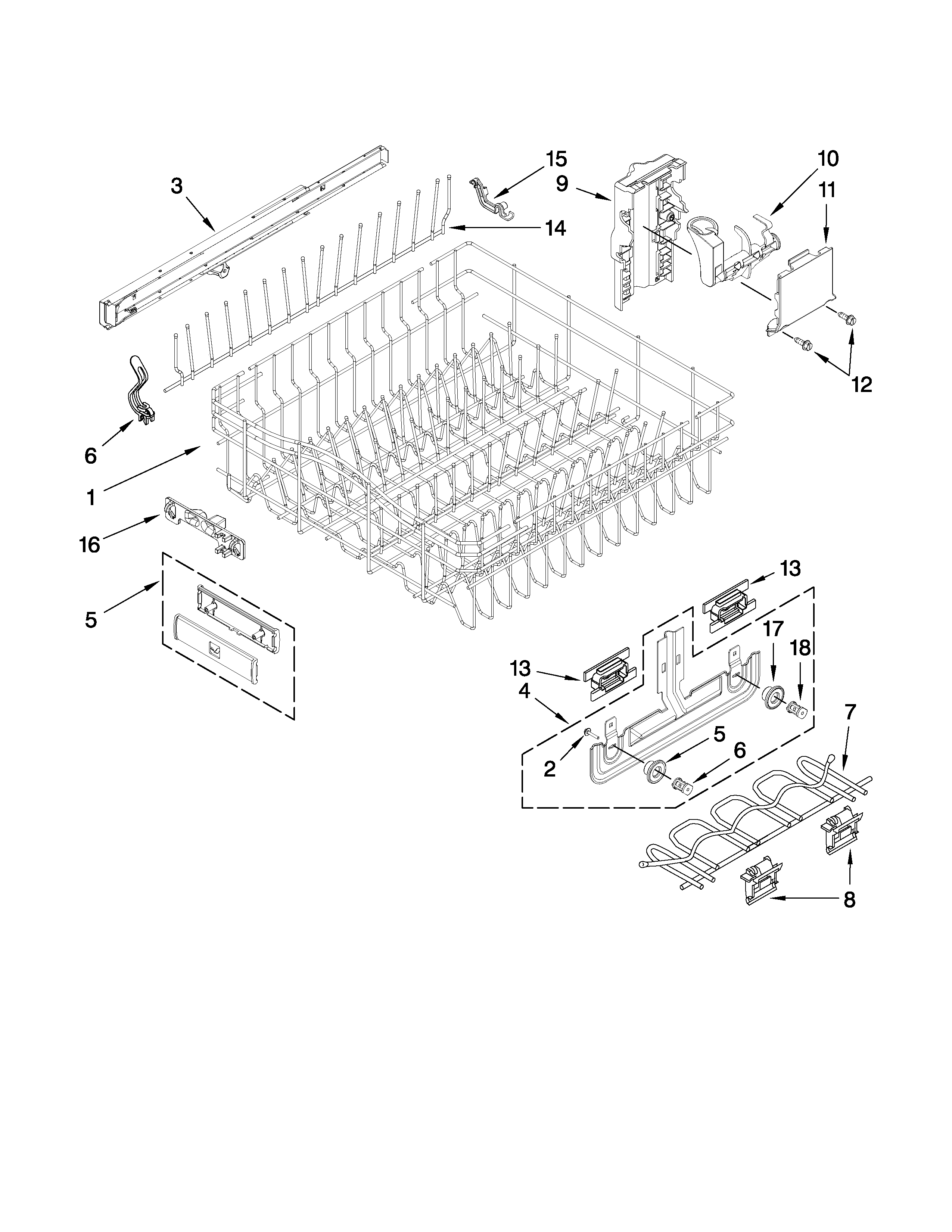 UPPER RACK AND TRACK PARTS