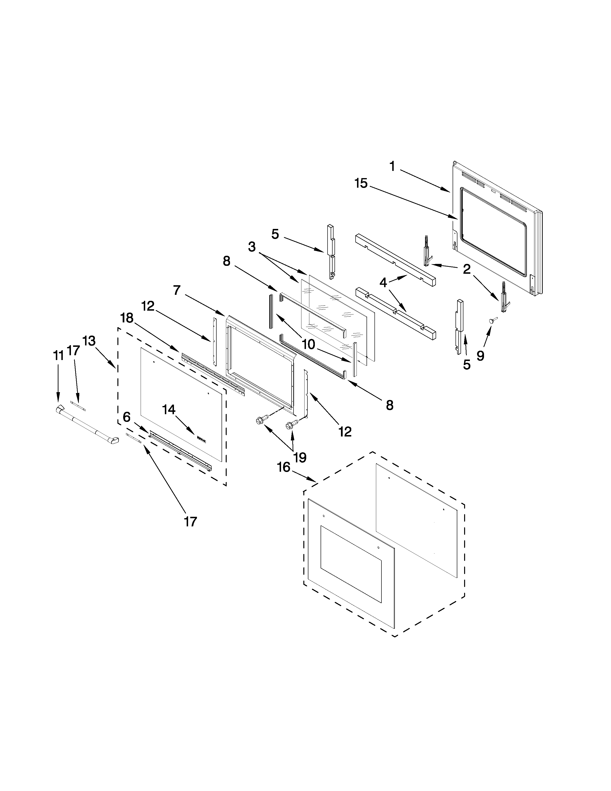 Oven door parts